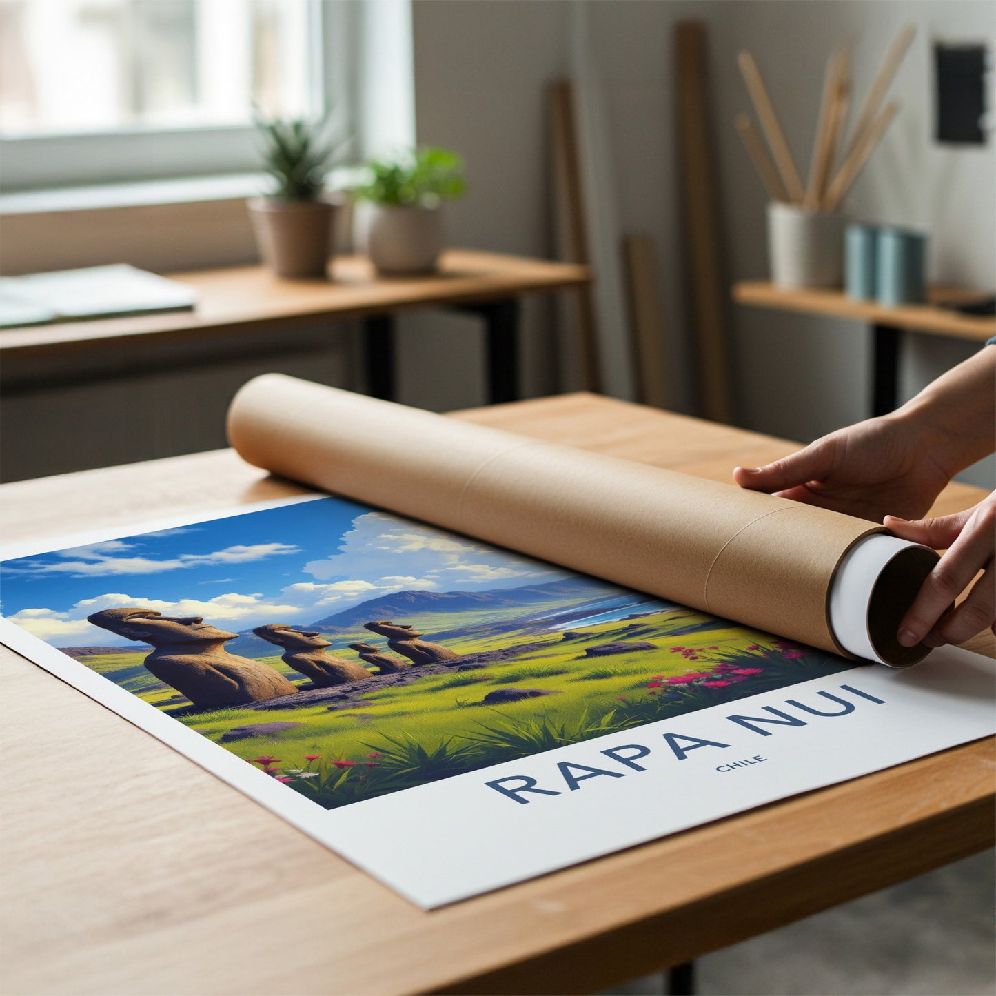 Rapa Nui Poster - Chile Wall Art - Ancient Moai Statues Home Decor