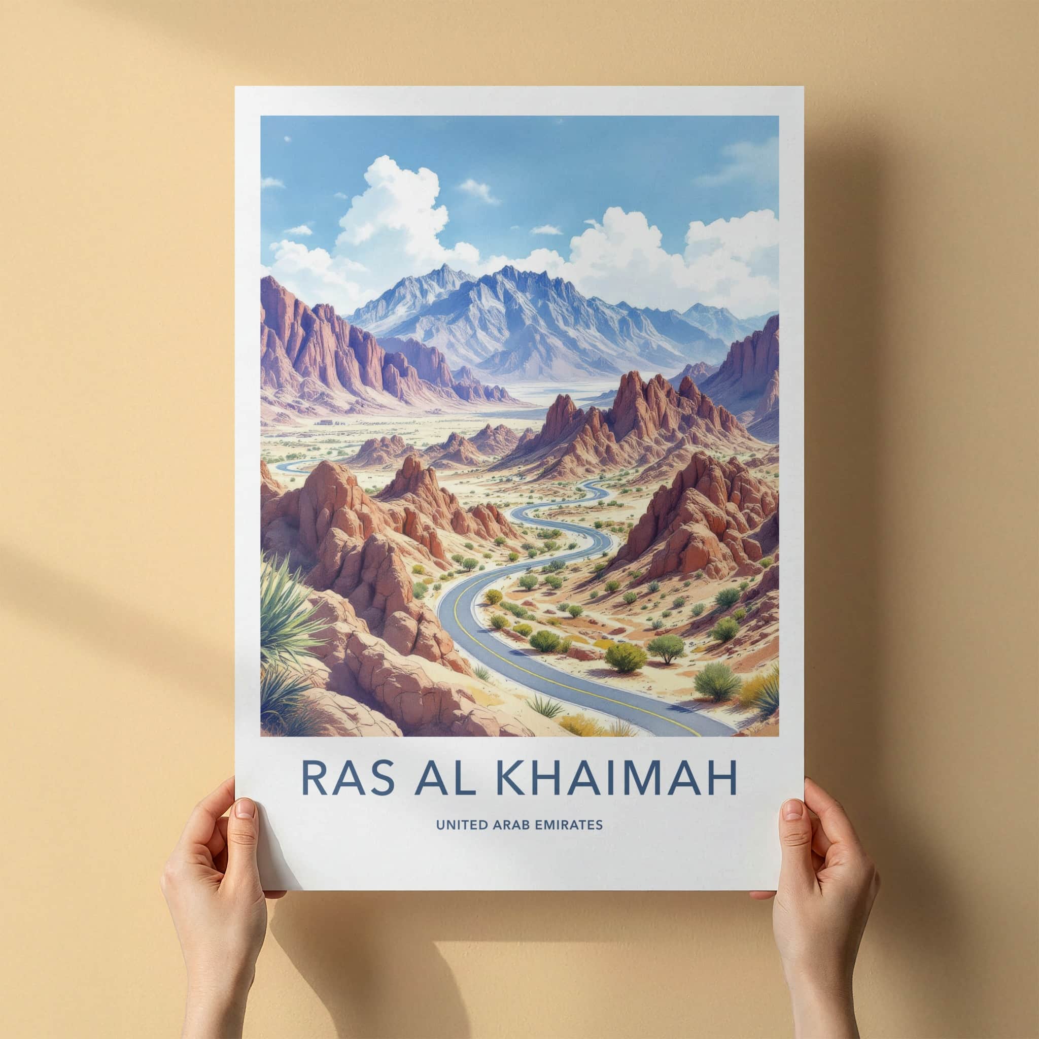 Ras Al Khaimah Poster - United Arab Emirates Art Print - Winding Desert Road Gift