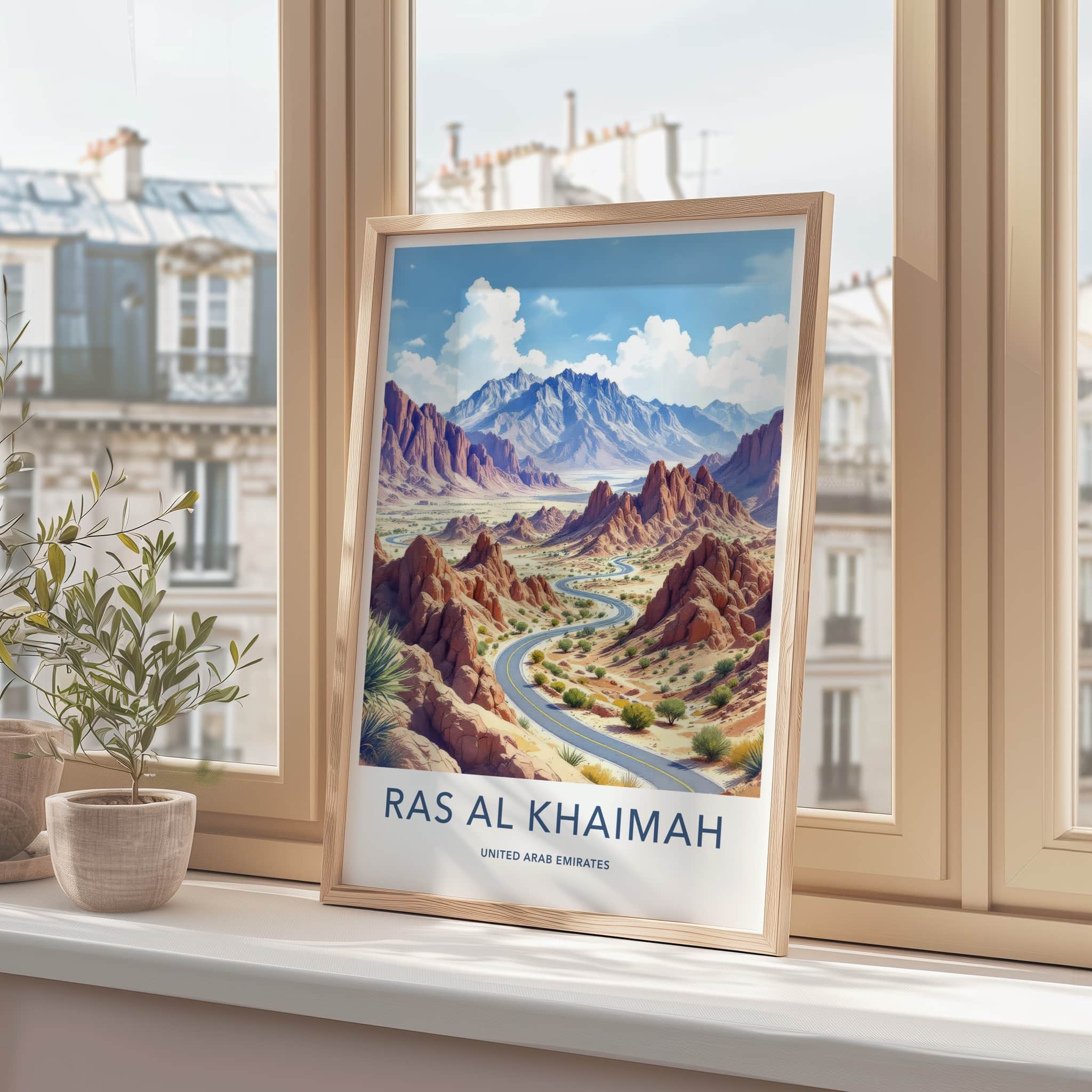 Ras Al Khaimah Poster - United Arab Emirates Art Print - Winding Desert Road Gift