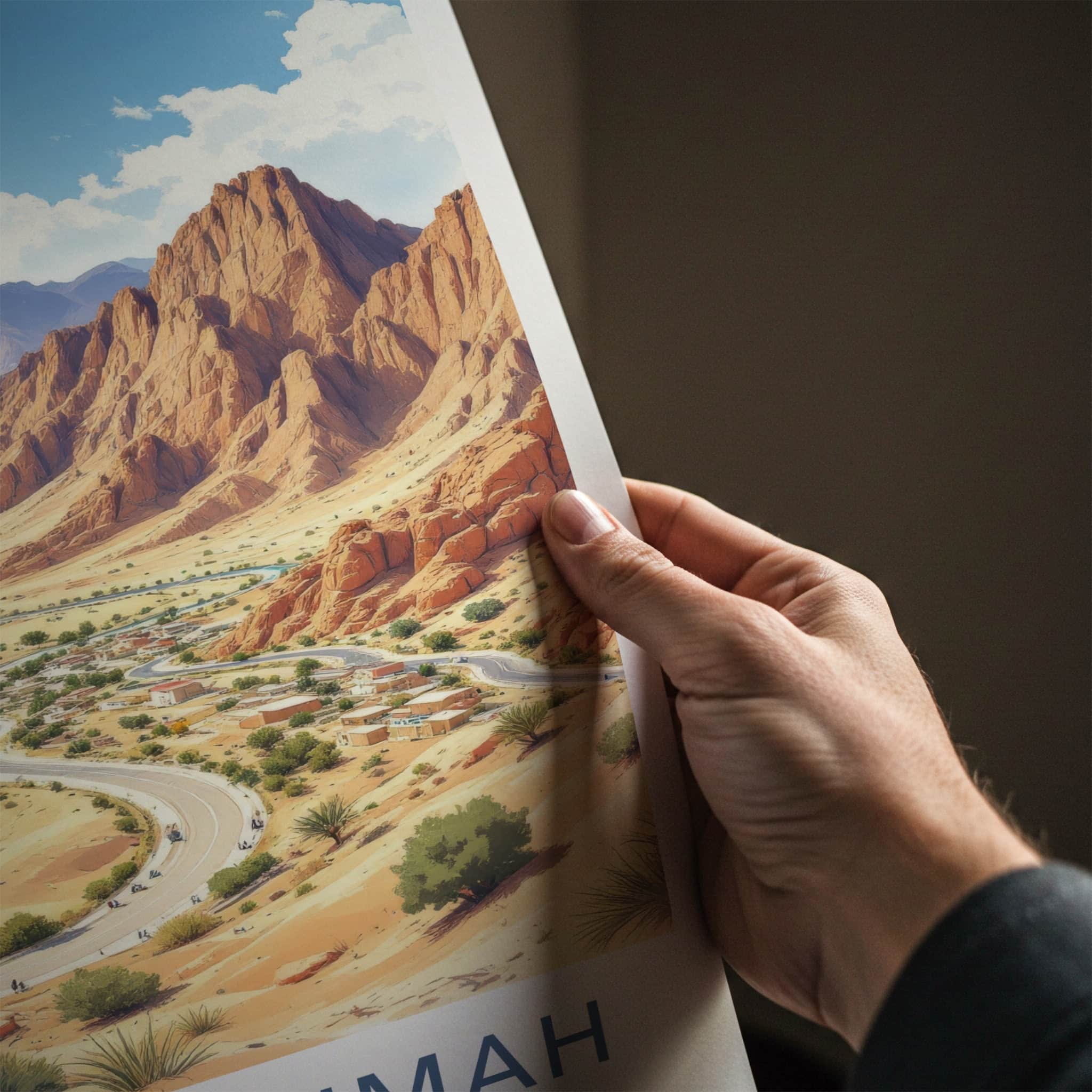 Ras Al Khaimah Poster - United Arab Emirates Travel Art - Mountain River Road Home Decor