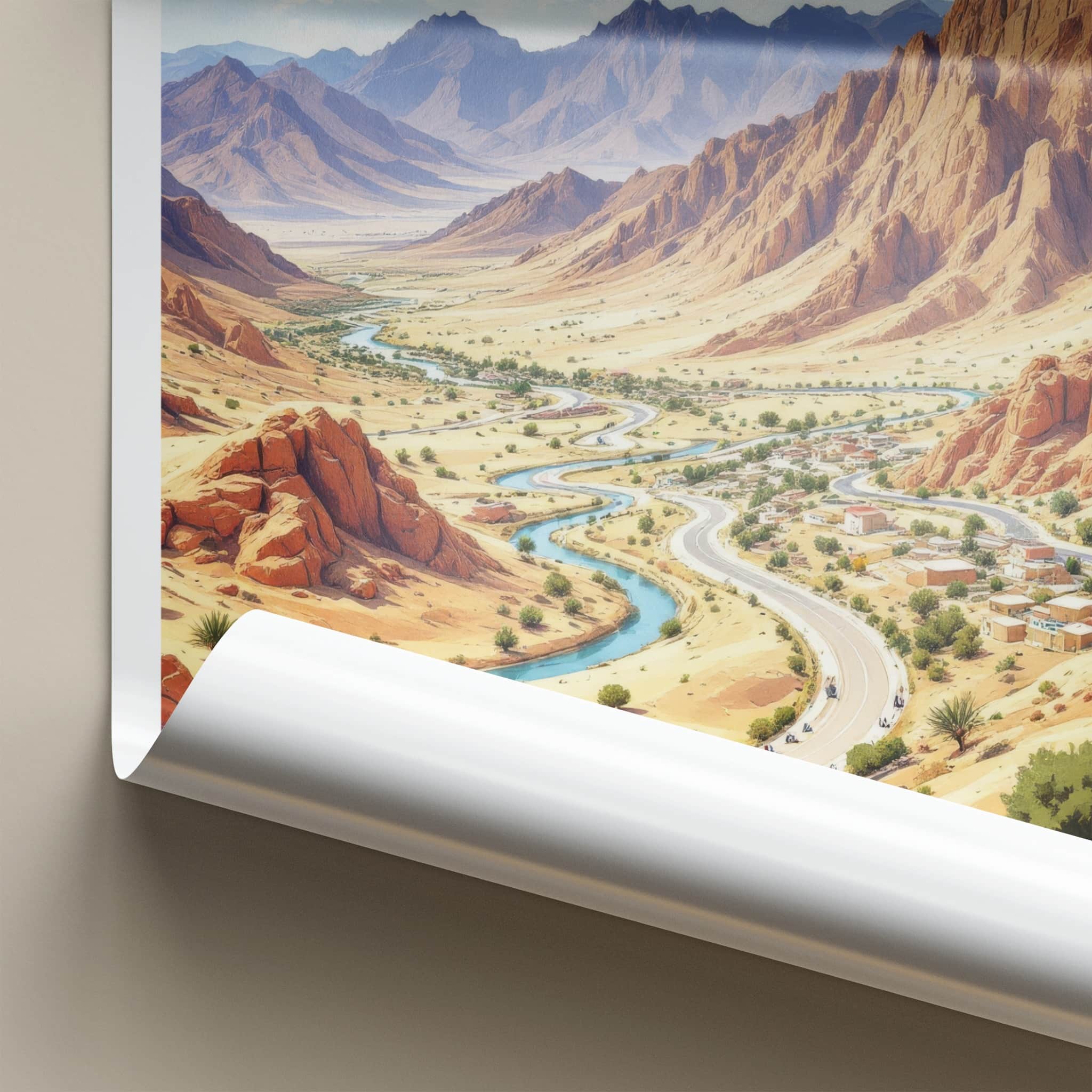 Ras Al Khaimah Poster - United Arab Emirates Travel Art - Mountain River Road Home Decor