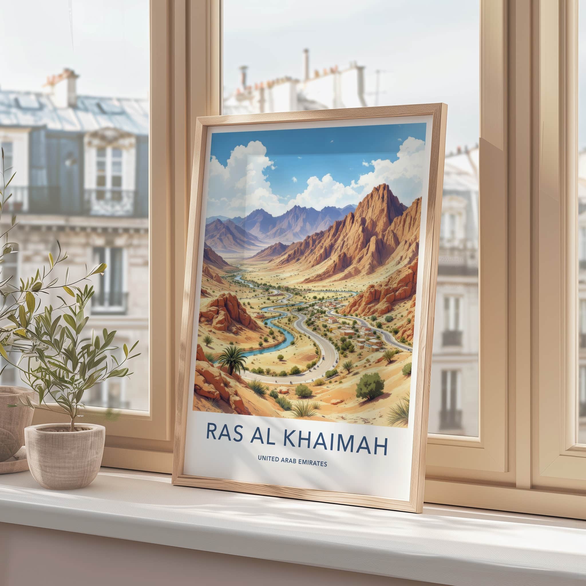Ras Al Khaimah Poster - United Arab Emirates Travel Art - Mountain River Road Home Decor