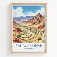 Ras Al Khaimah Poster - United Arab Emirates Travel Art - Mountain River Road Home Decor