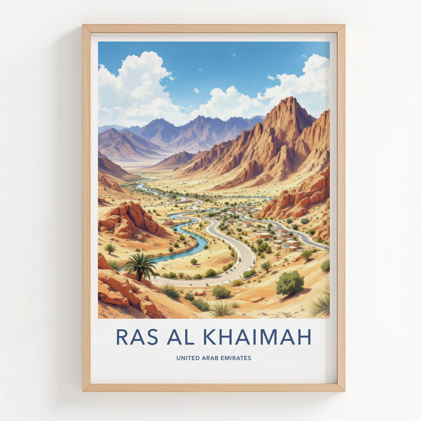 Ras Al Khaimah Poster - United Arab Emirates Travel Art - Mountain River Road Home Decor