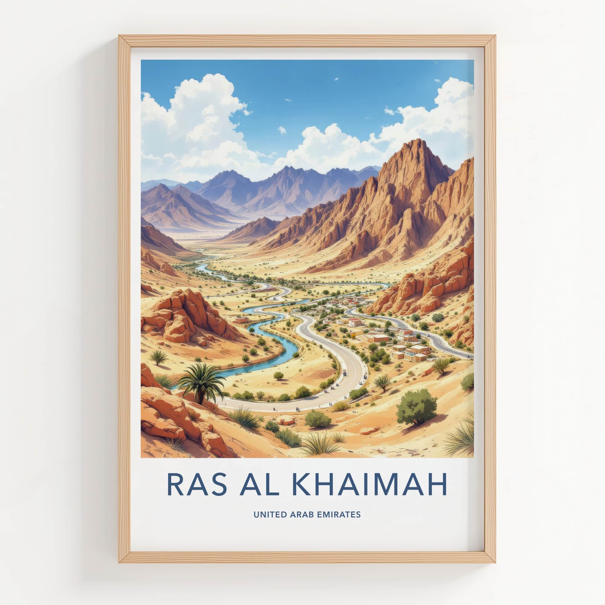 Ras Al Khaimah Poster - United Arab Emirates Travel Art - Mountain River Road Home Decor