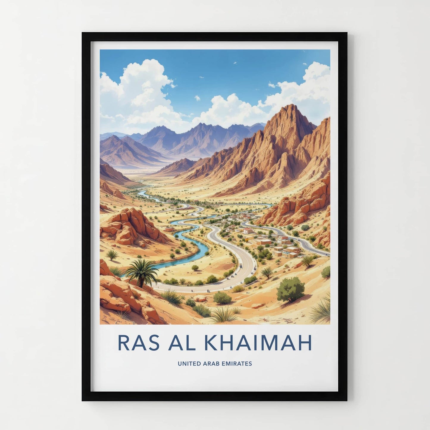 Ras Al Khaimah Poster - United Arab Emirates Travel Art - Mountain River Road Home Decor