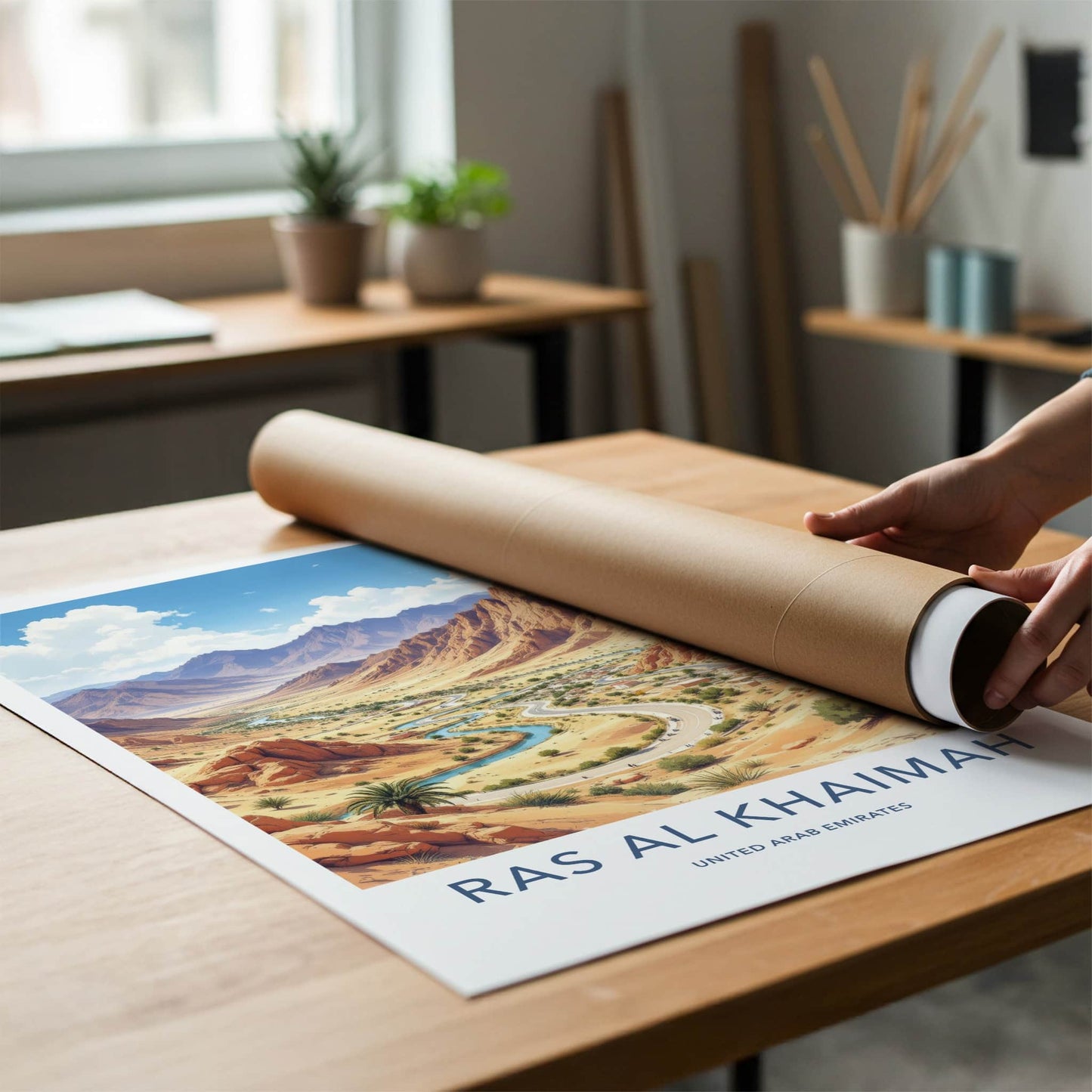 Ras Al Khaimah Poster - United Arab Emirates Travel Art - Mountain River Road Home Decor