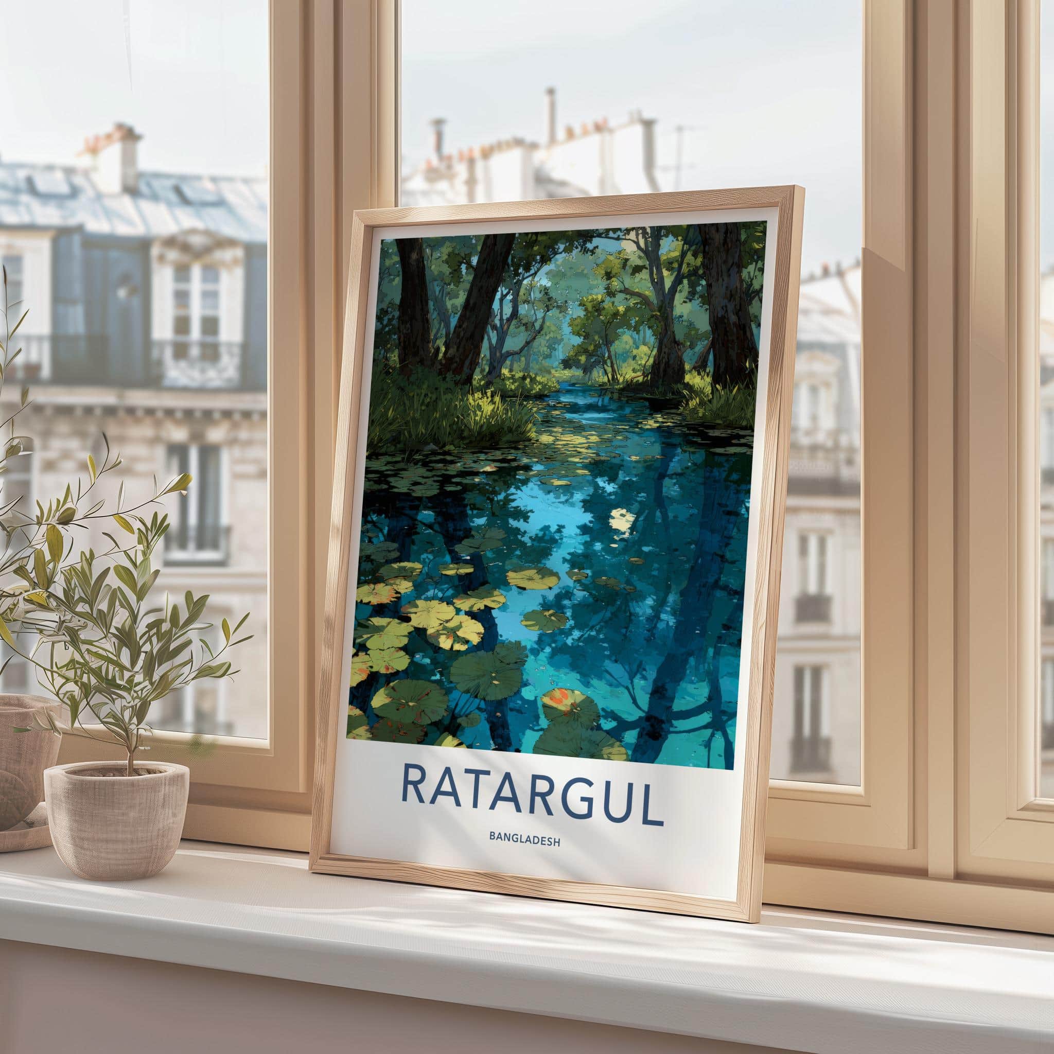 Ratarargul Poster - Bangladesh Travel Art - Submerged Forest Lilies Home Decor