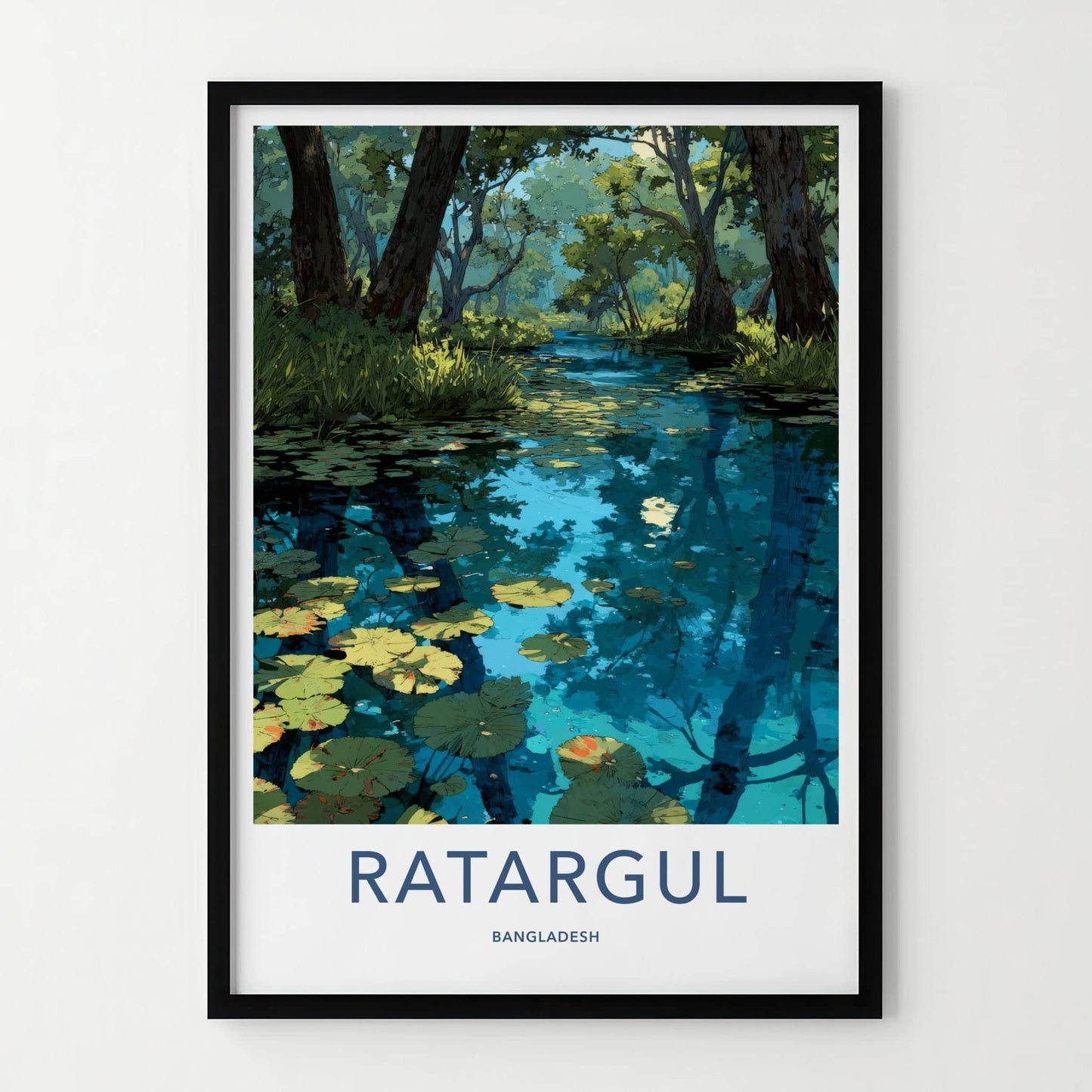 Ratarargul Poster - Bangladesh Travel Art - Submerged Forest Lilies Home Decor