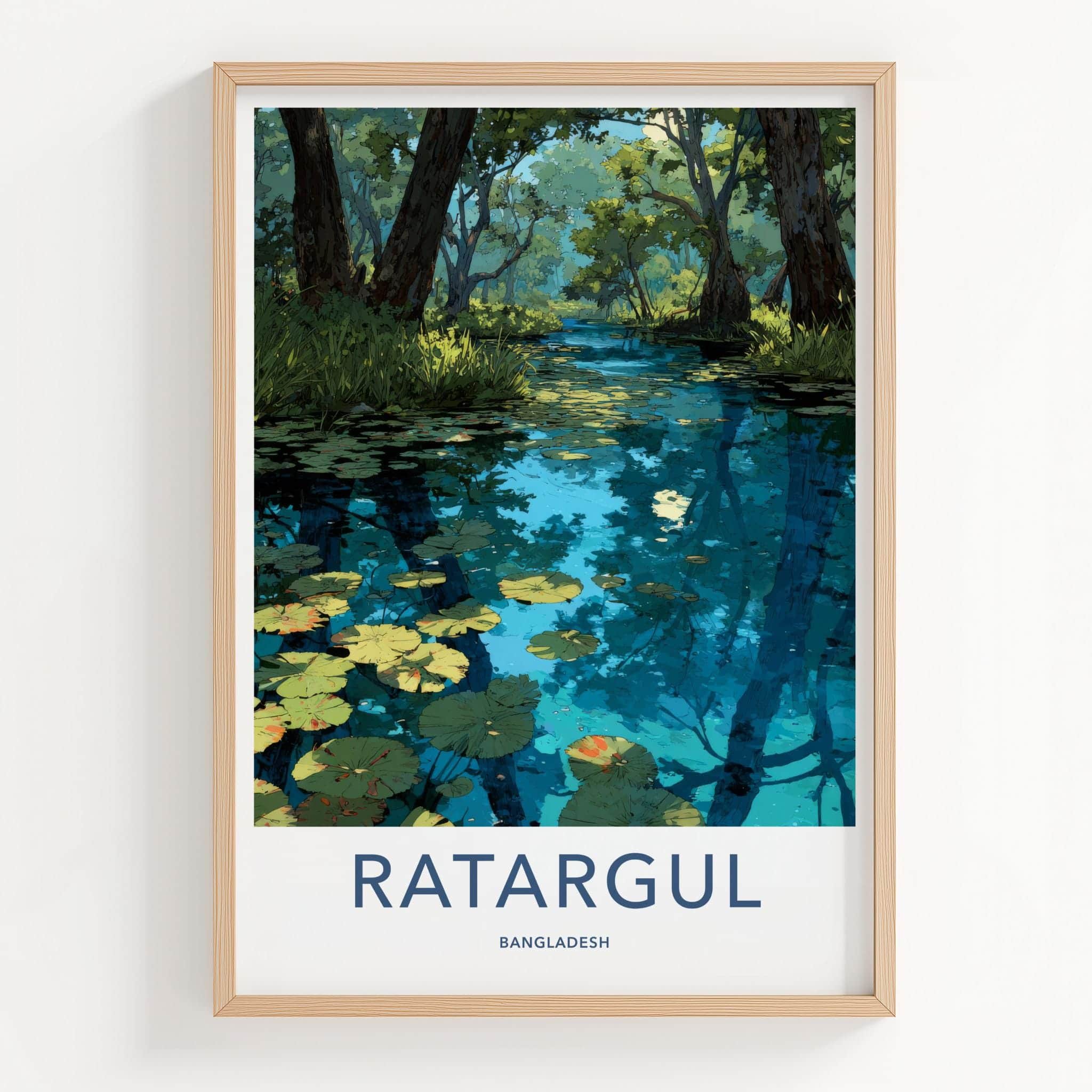 Ratarargul Poster - Bangladesh Travel Art - Submerged Forest Lilies Home Decor