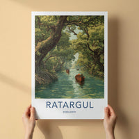Ratargul Poster - Bangladesh Travel Art - Boats Mangrove Forest Home Decor