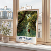Ratargul Poster - Bangladesh Travel Art - Boats Mangrove Forest Home Decor