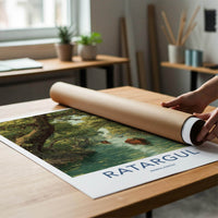 Ratargul Poster - Bangladesh Travel Art - Boats Mangrove Forest Home Decor