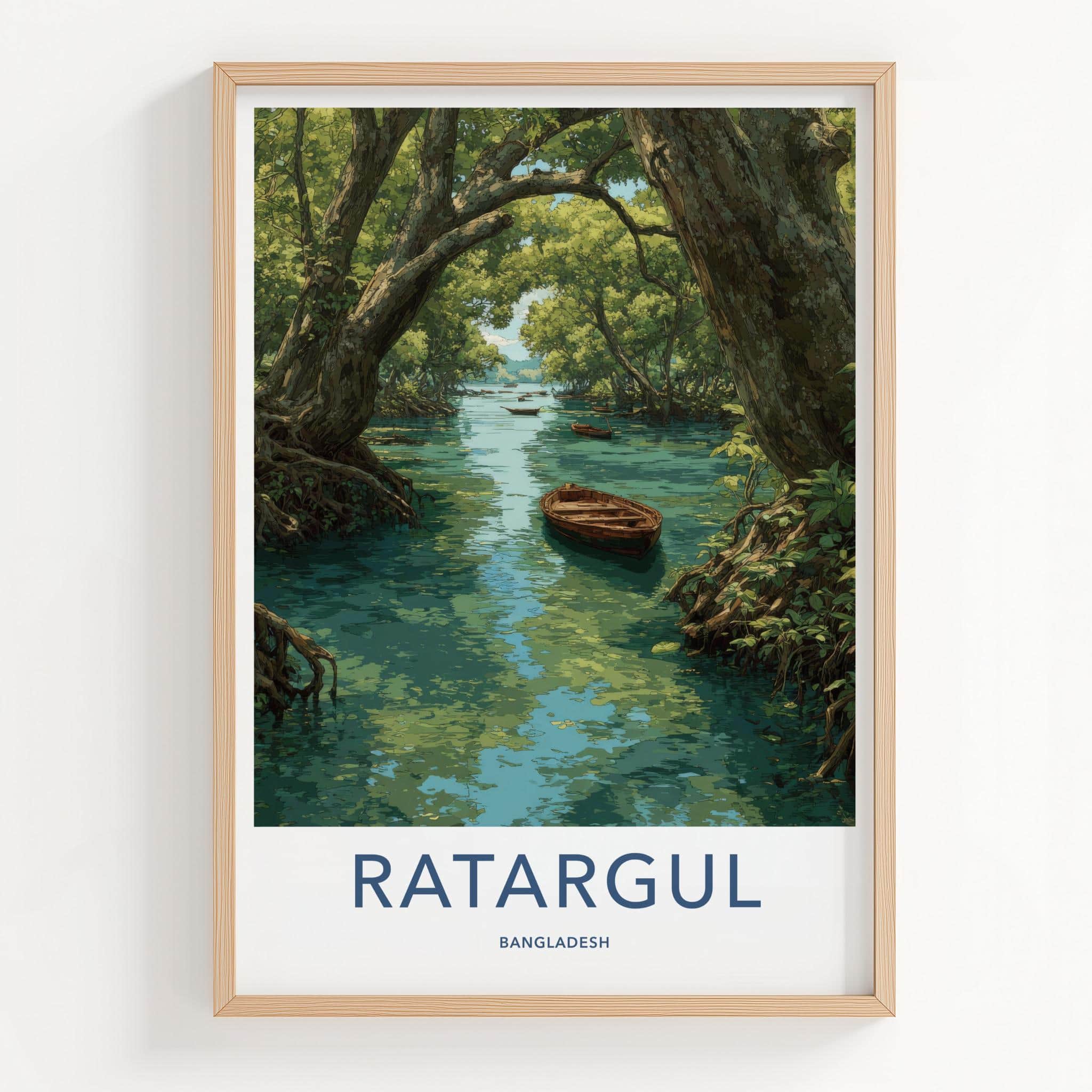 Ratargul Poster - Bangladesh Travel Art - Floating Boat River Home Decor