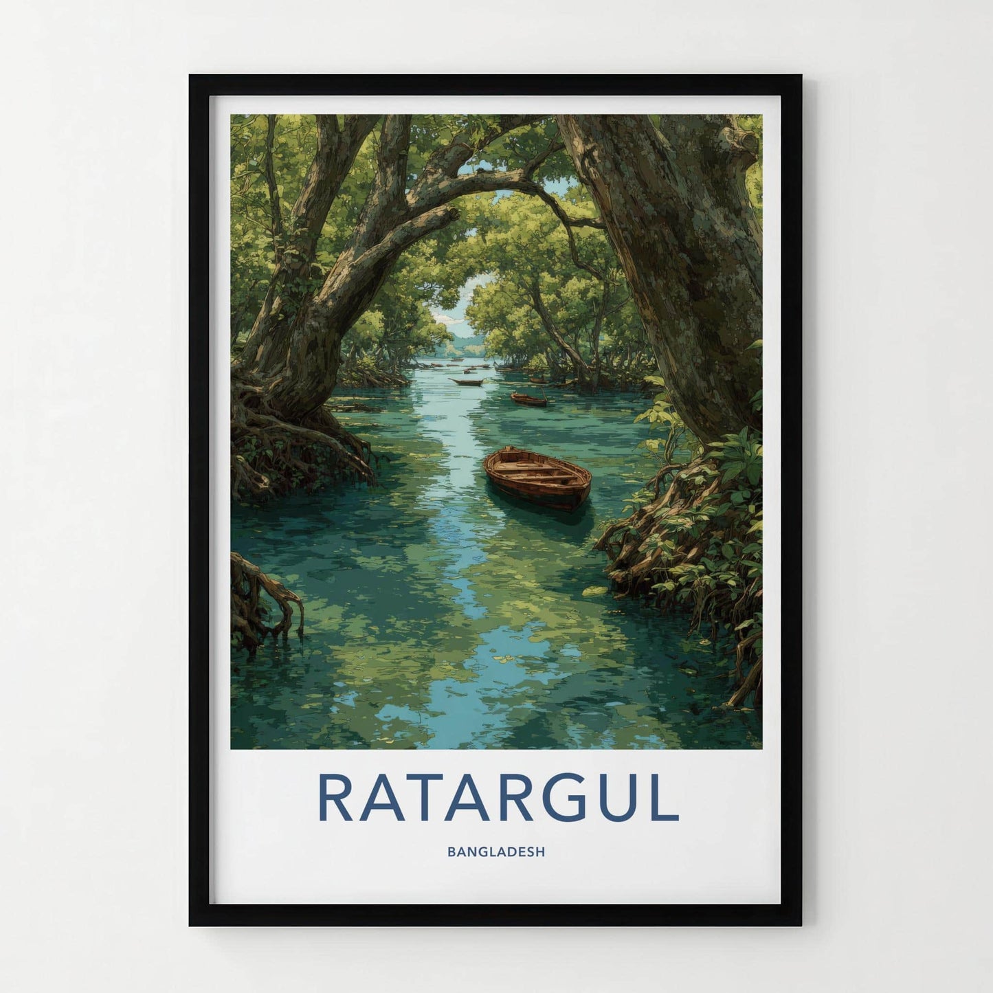 Ratargul Poster - Bangladesh Travel Art - Floating Boat River Home Decor