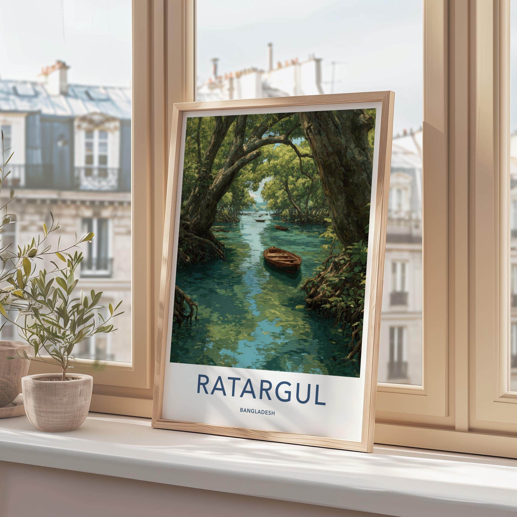 Ratargul Poster - Bangladesh Travel Art - Floating Boat River Home Decor