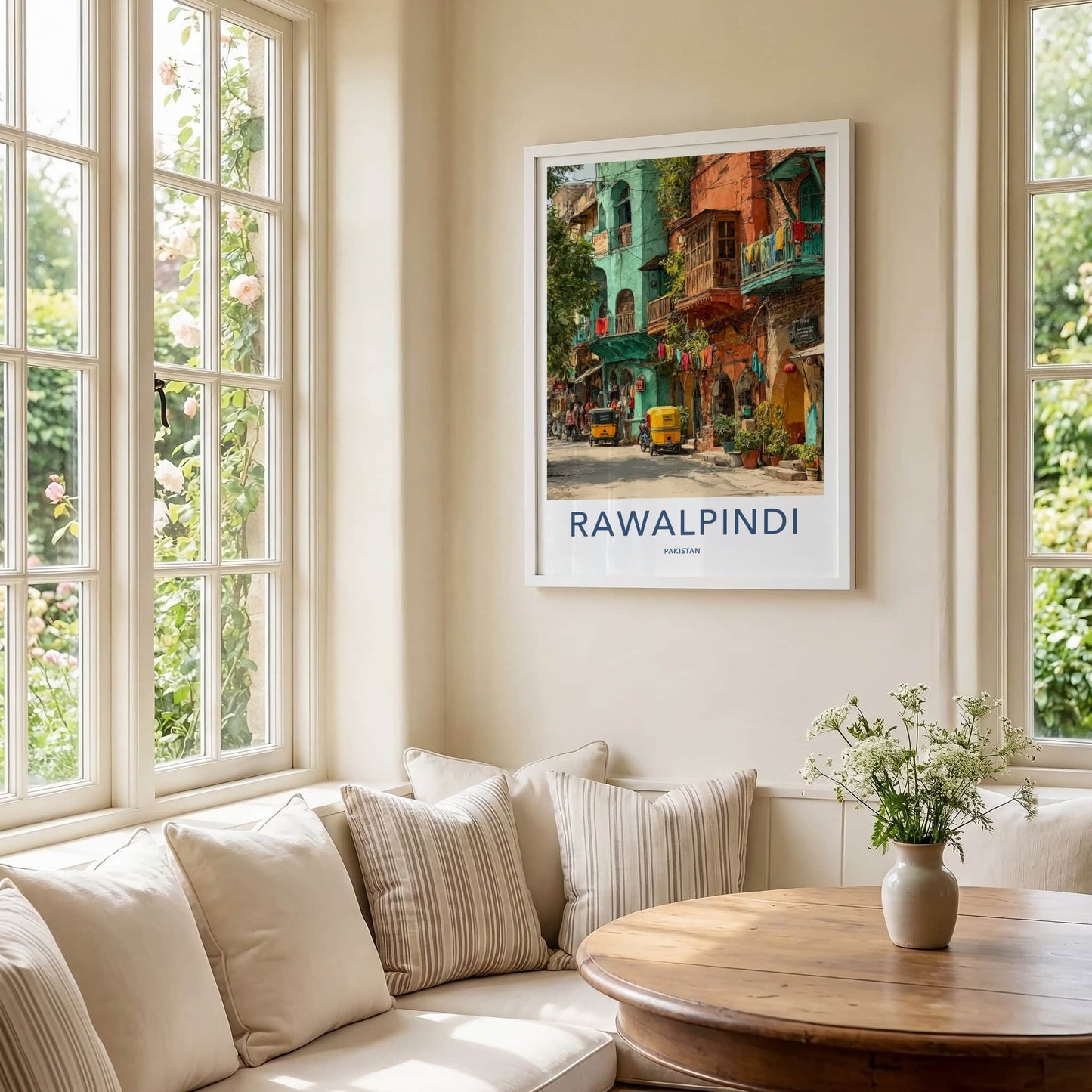 Rawalpindi Poster Pakistan Vibrant Buildings Rickshaws Home Decor