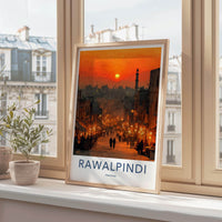 Rawalpindi Poster - Pakistan Wall Art - Busy Street Sunset Home Decor
