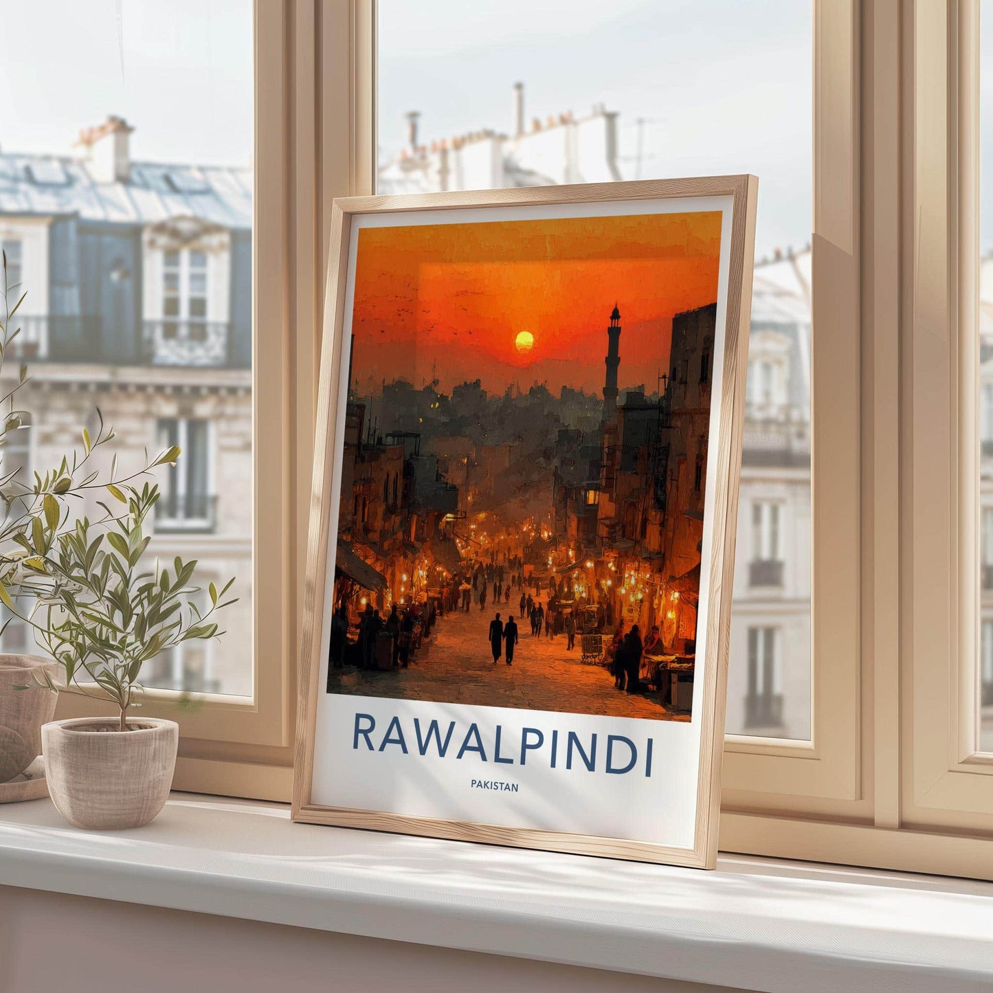 Rawalpindi Poster - Pakistan Wall Art - Busy Street Sunset Home Decor