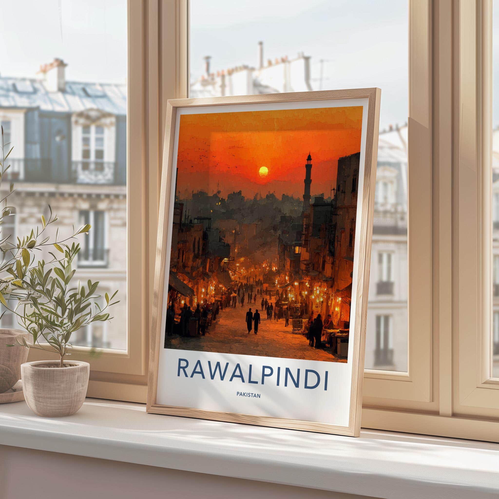 Rawalpindi Poster - Pakistan Wall Art - Busy Street Sunset Home Decor
