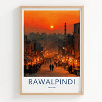 Rawalpindi Poster - Pakistan Wall Art - Busy Street Sunset Home Decor