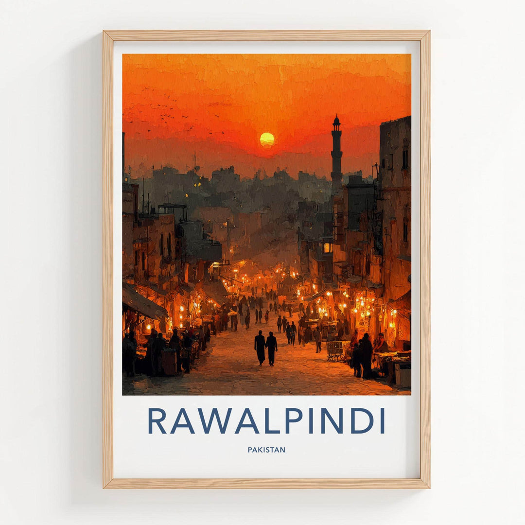 Rawalpindi Poster - Pakistan Wall Art - Busy Street Sunset Home Decor