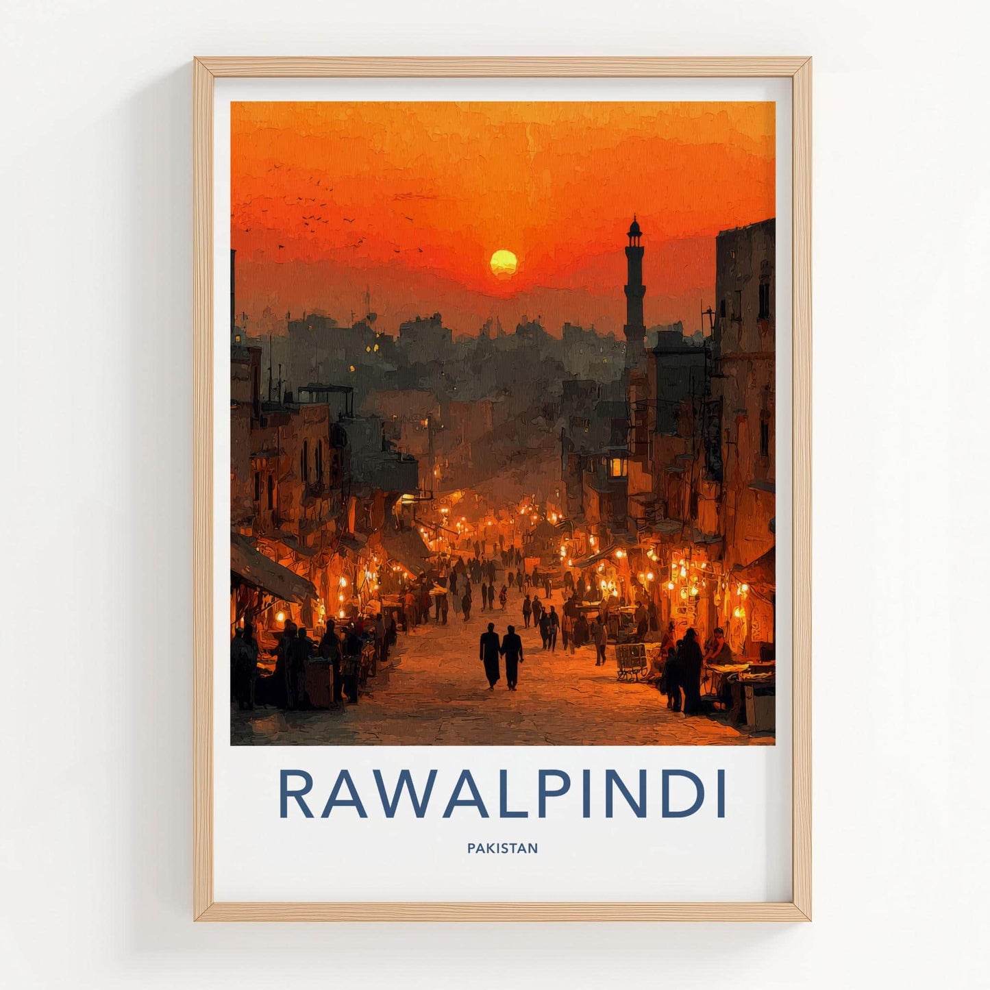 Rawalpindi Poster - Pakistan Wall Art - Busy Street Sunset Home Decor
