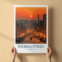 Rawalpindi Poster - Pakistan Wall Art - Busy Street Sunset Home Decor