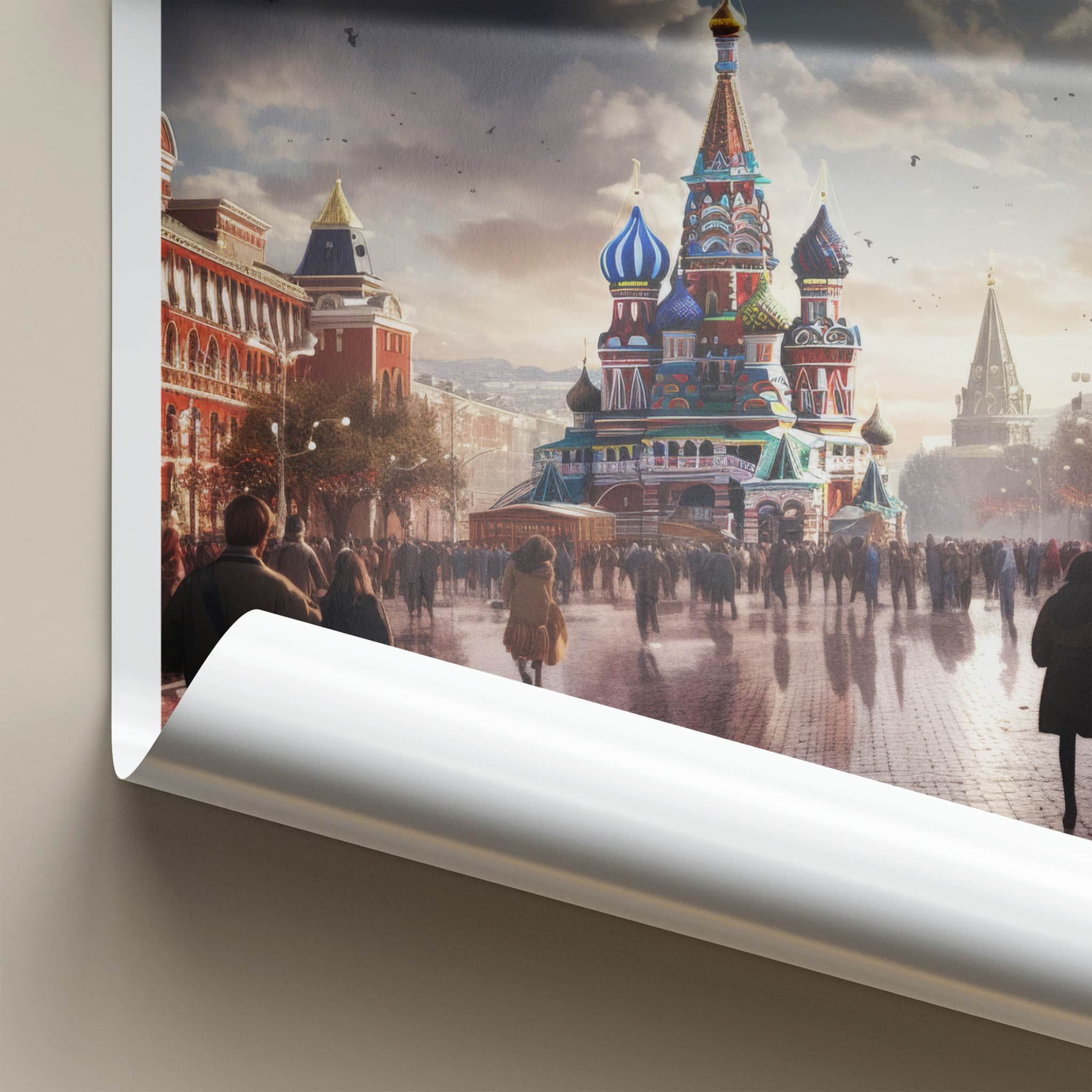 Red Square Poster - Russia Travel Art - Colorful Cathedral Square Home Decor