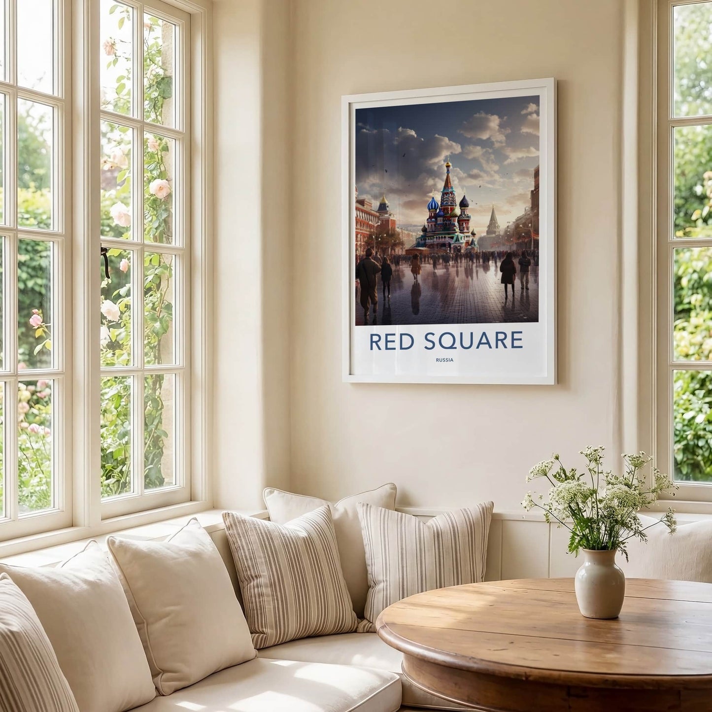 Red Square Poster - Russia Travel Art - Colorful Cathedral Square Home Decor