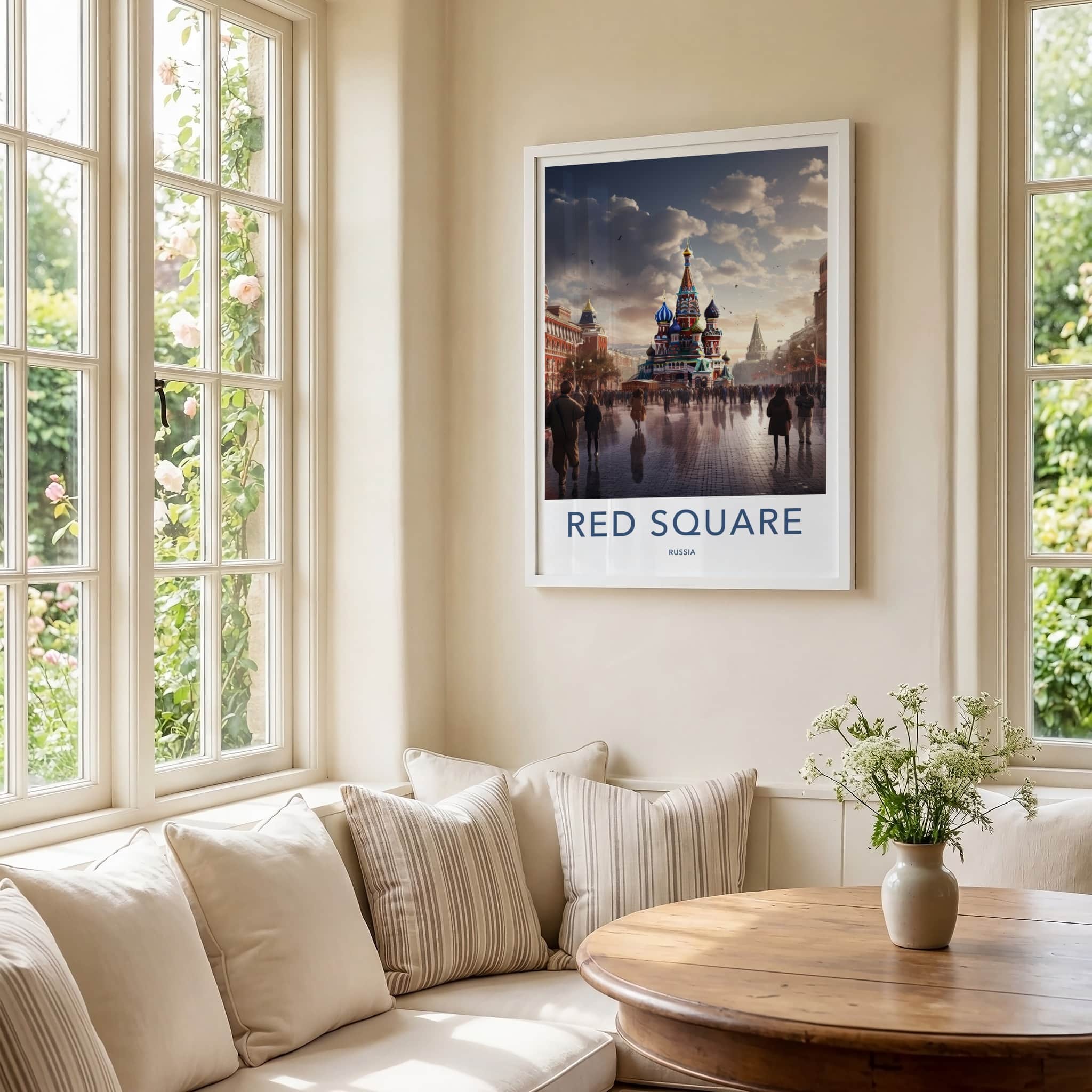 Red Square Poster - Russia Travel Art - Colorful Cathedral Square Home Decor