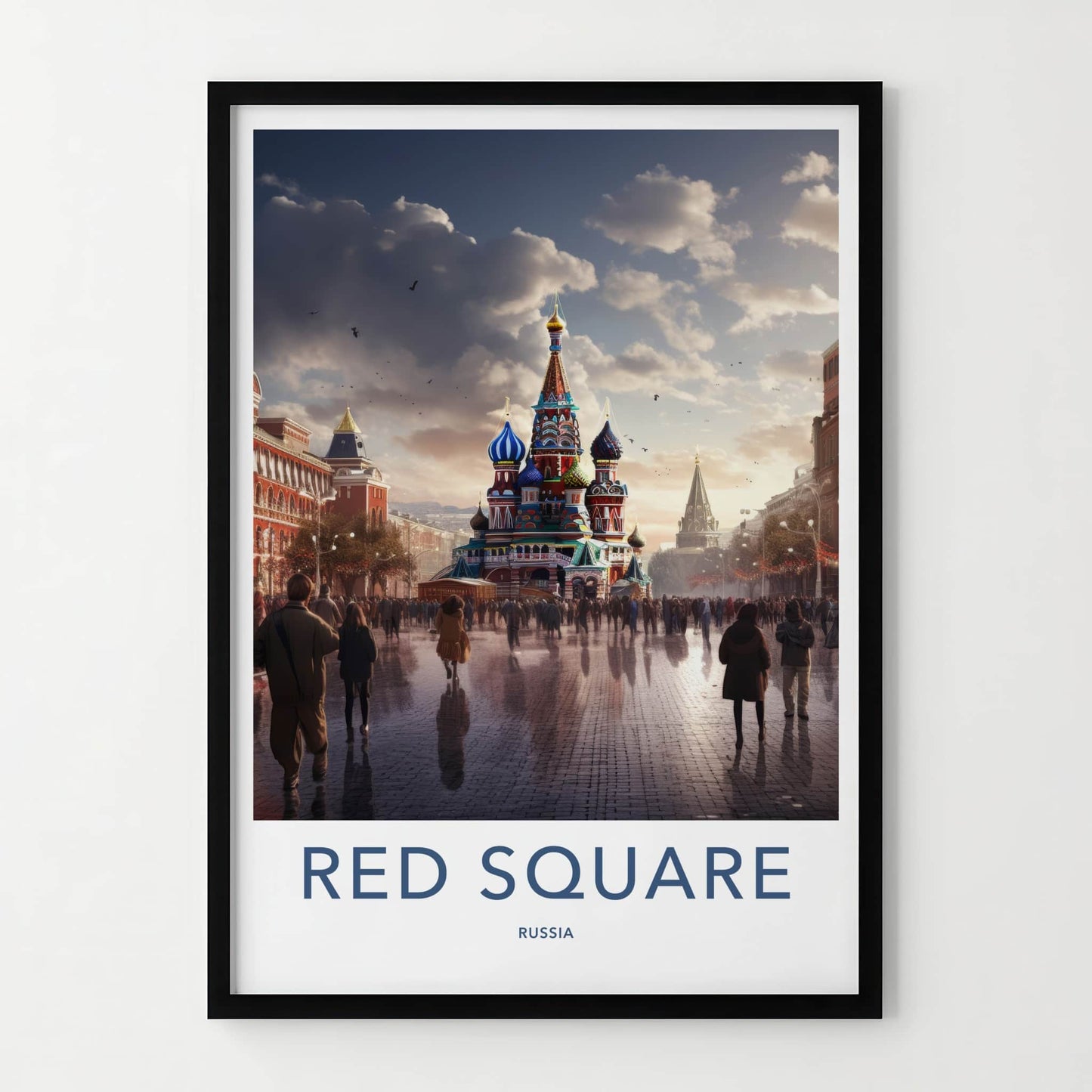 Red Square Poster - Russia Travel Art - Colorful Cathedral Square Home Decor