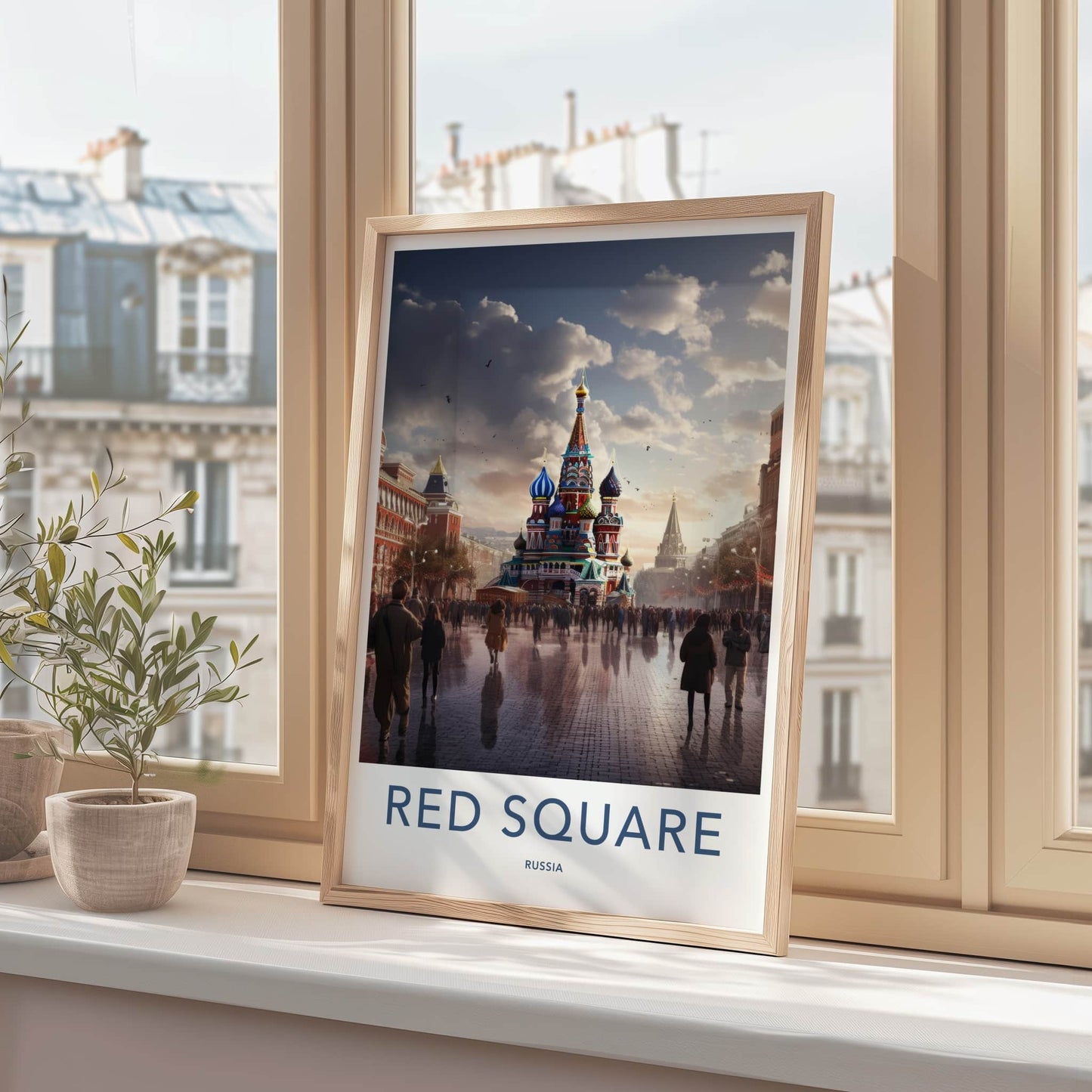 Red Square Poster - Russia Travel Art - Colorful Cathedral Square Home Decor