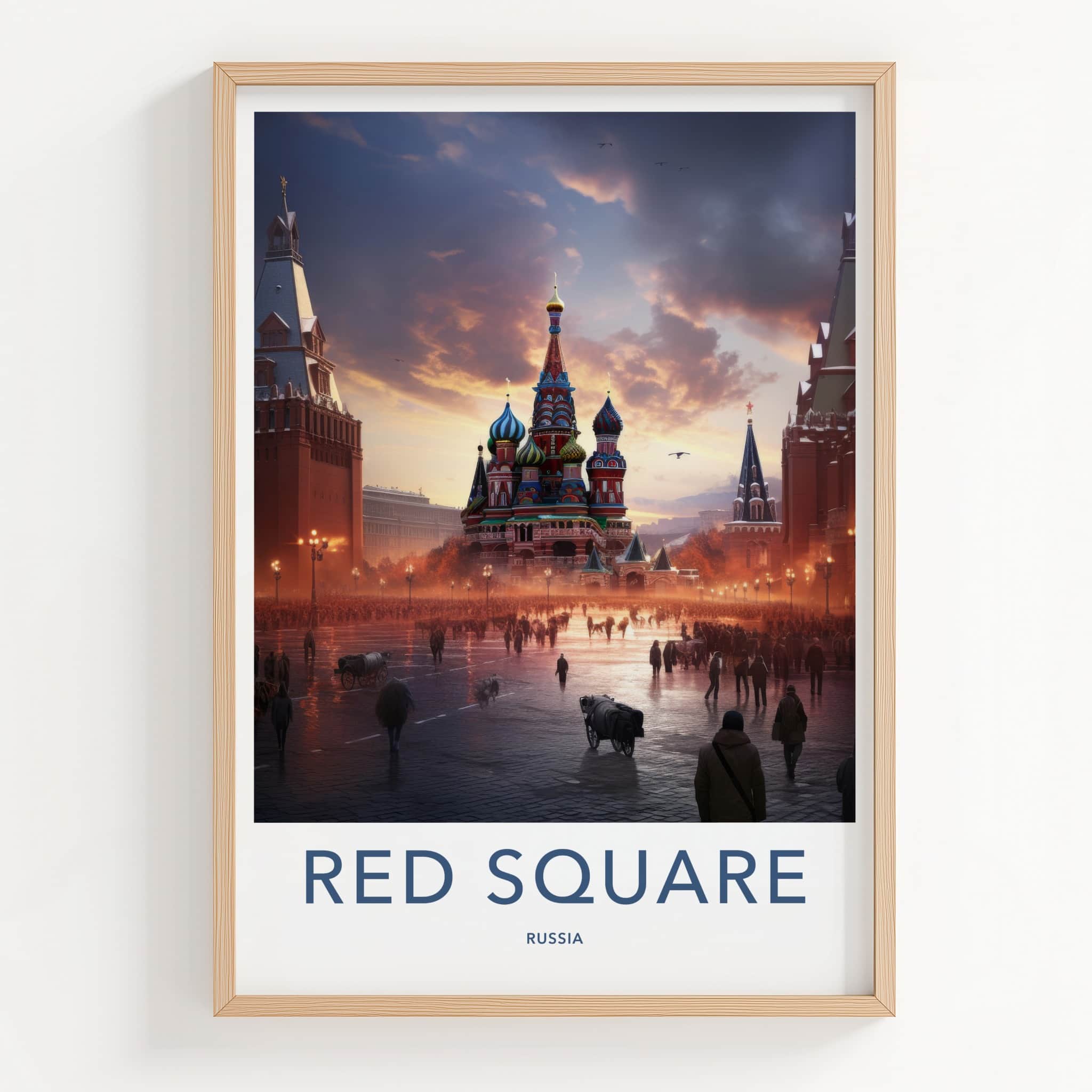 Red Square Poster - Russia Travel Art - Colorful Domes Sunset Home Decor