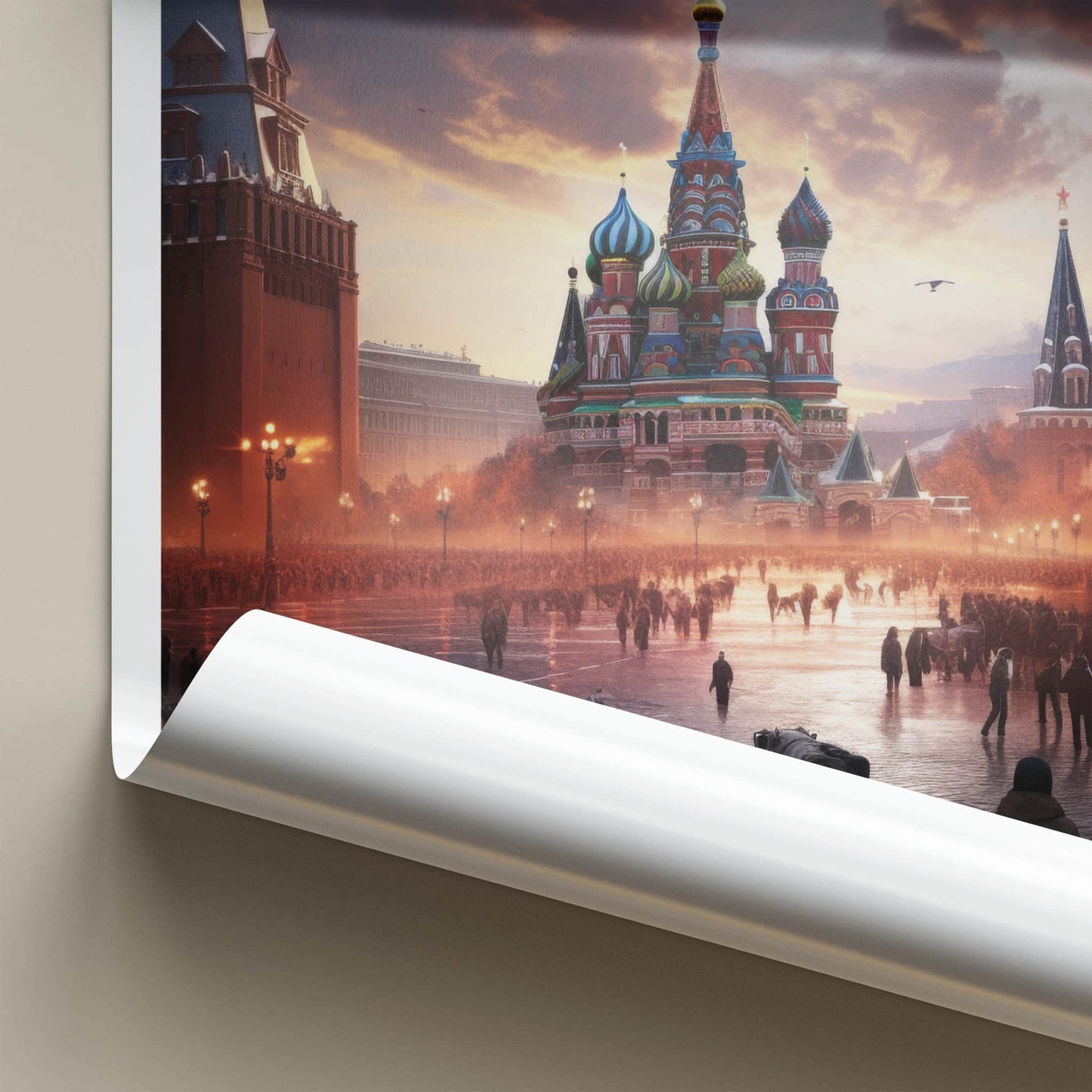 Red Square Poster - Russia Travel Art - Colorful Domes Sunset Home Decor