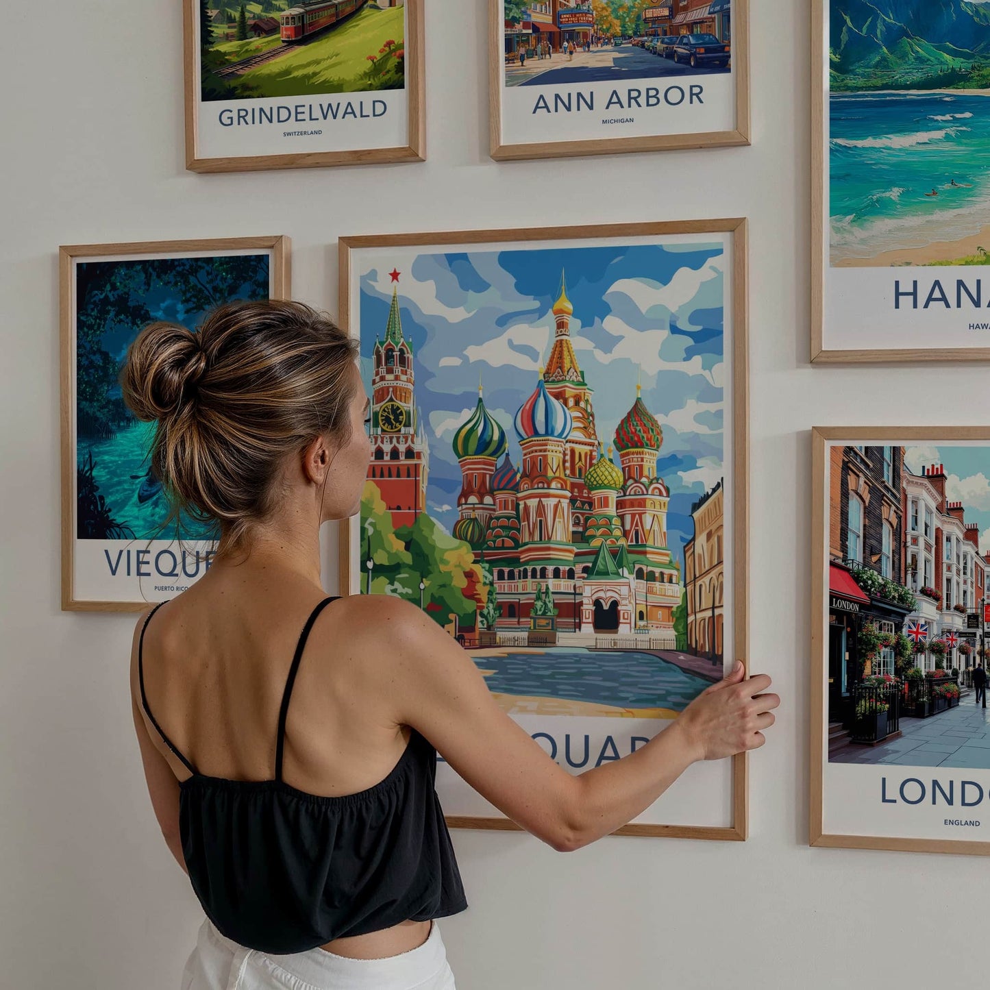 Red Square Poster - Russia Travel Art - Colorful Onion Domes Home Decor