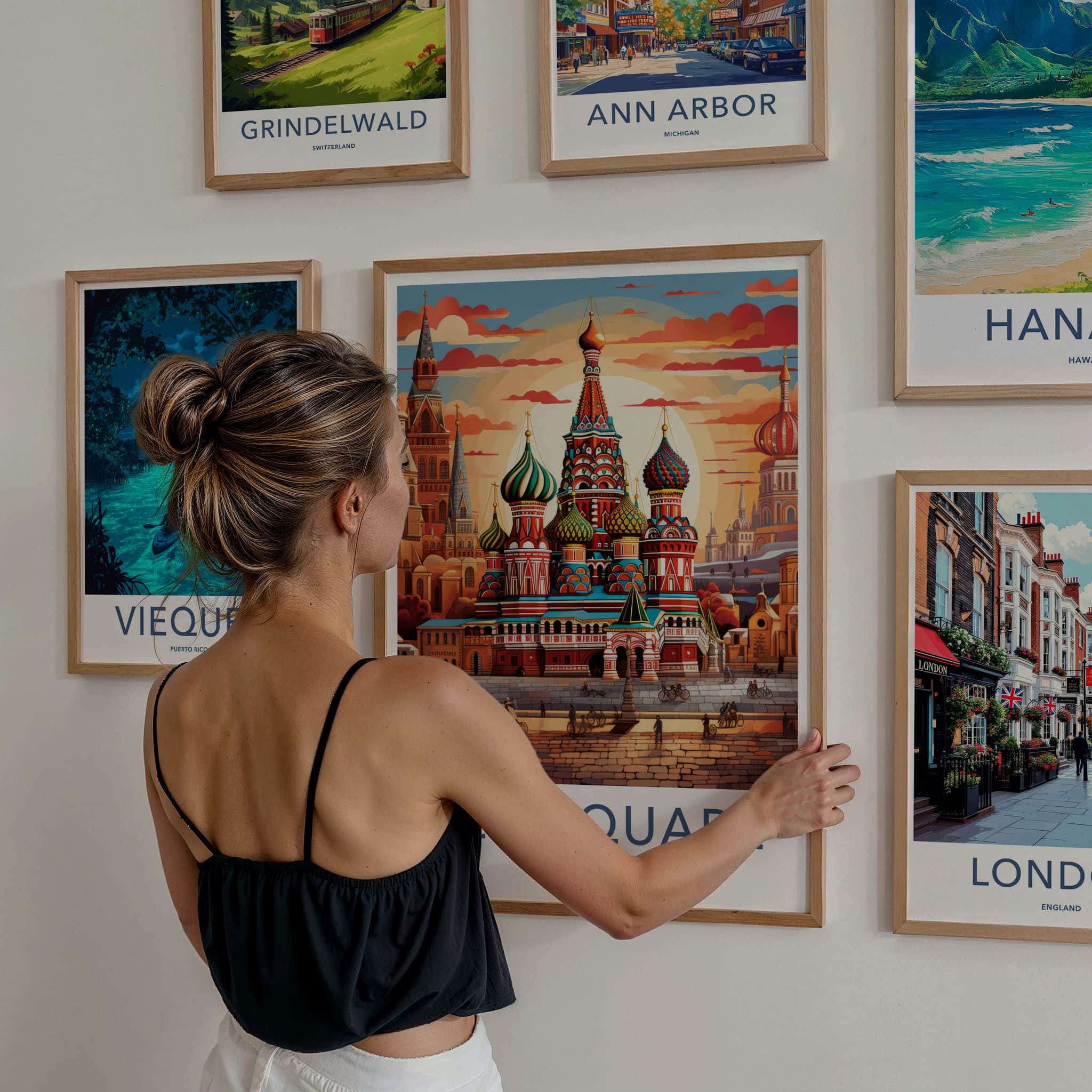 Red Square Poster - Russia Travel Art - Vibrant Cathedral Sunset Home Decor