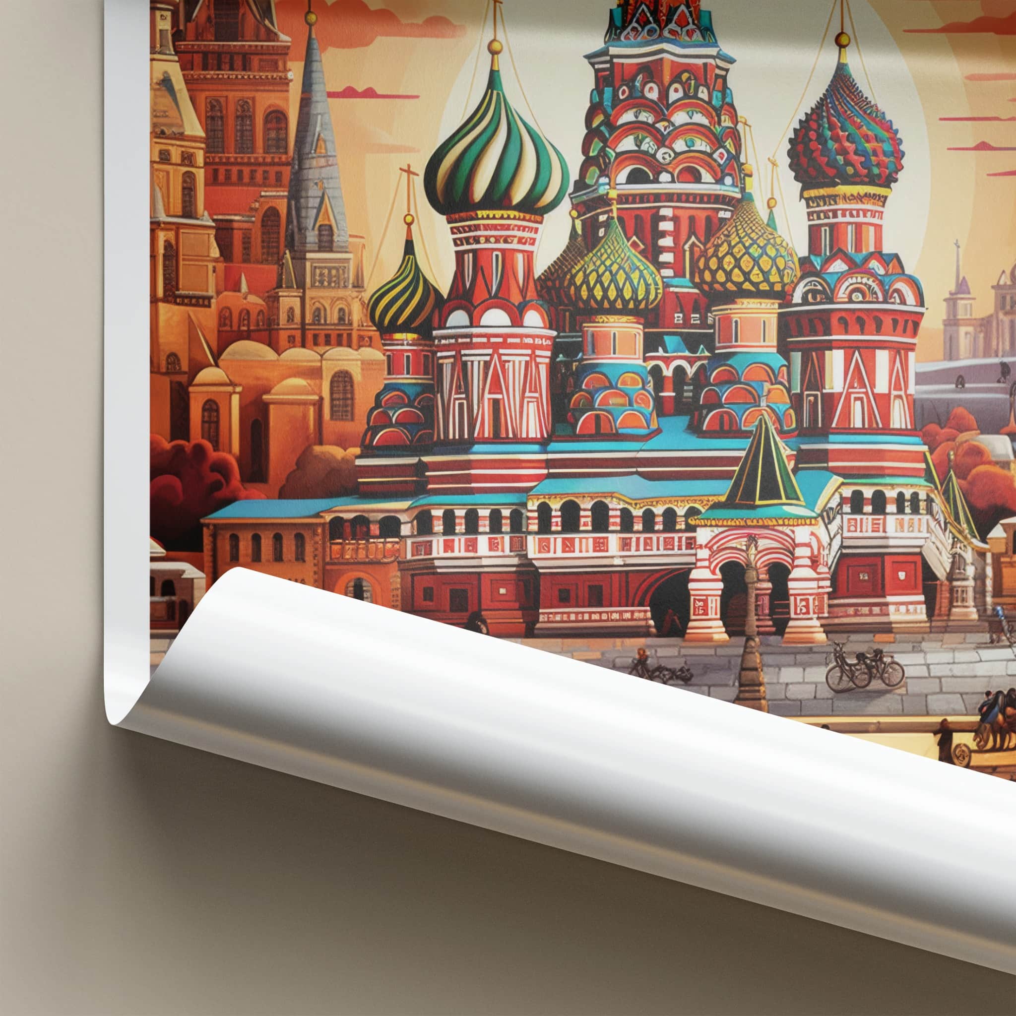Red Square Poster - Russia Travel Art - Vibrant Cathedral Sunset Home Decor