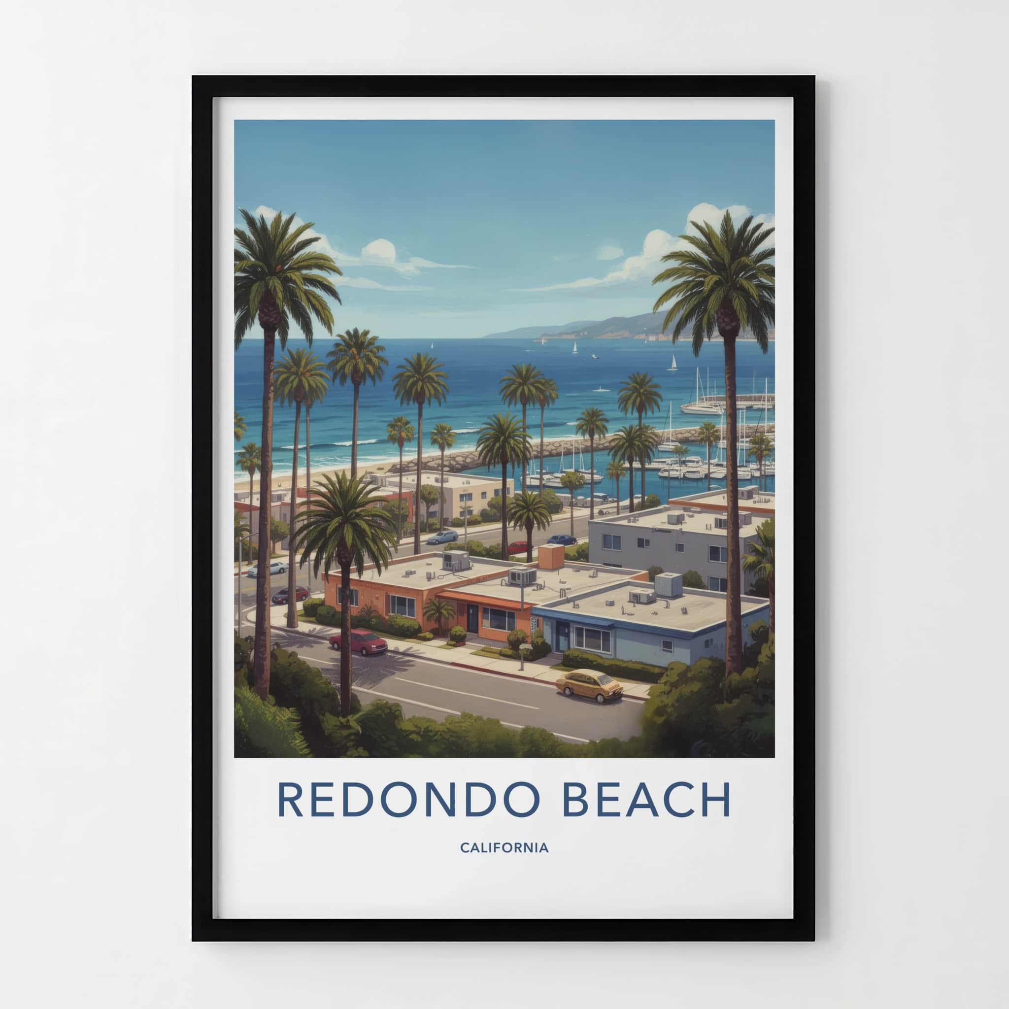 Redondo Beach Poster - California Travel Art - Coastal Marina View Home Decor