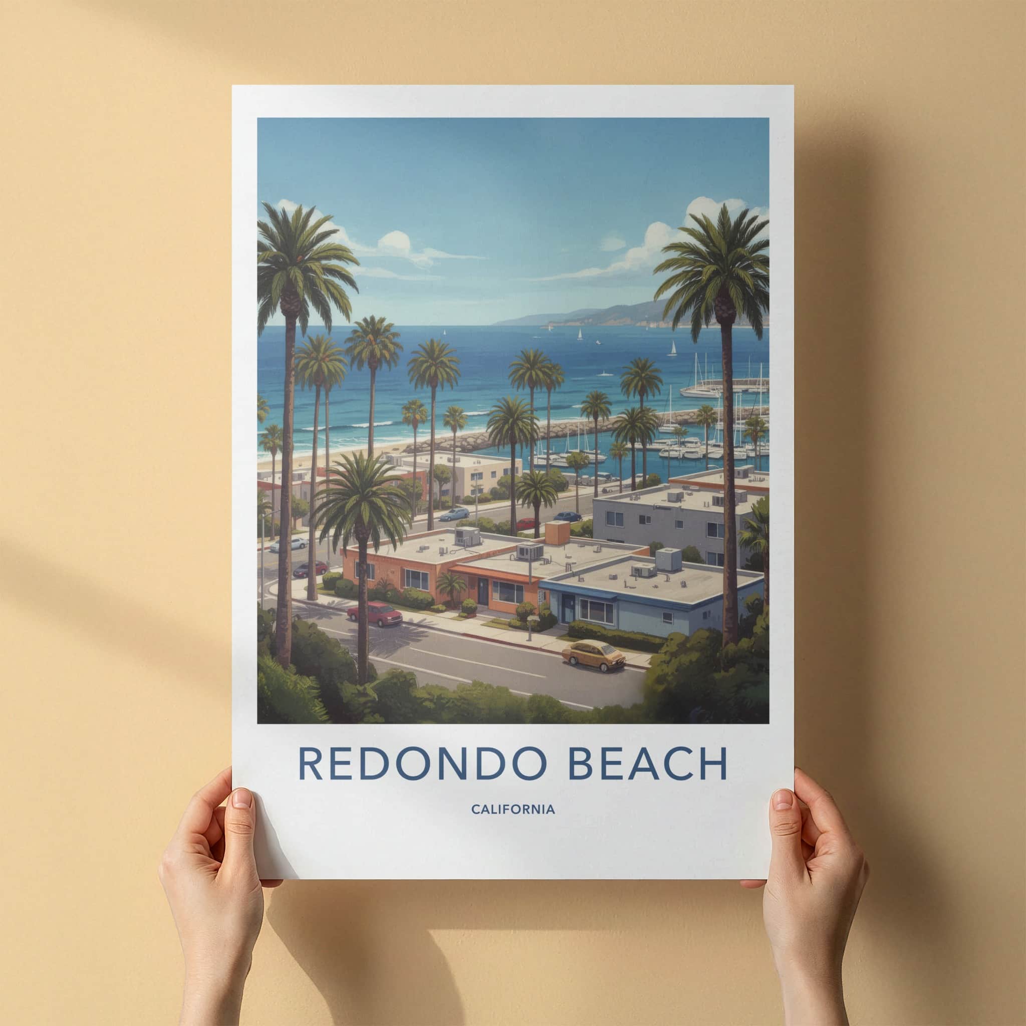 Redondo Beach Poster - California Travel Art - Coastal Marina View Home Decor