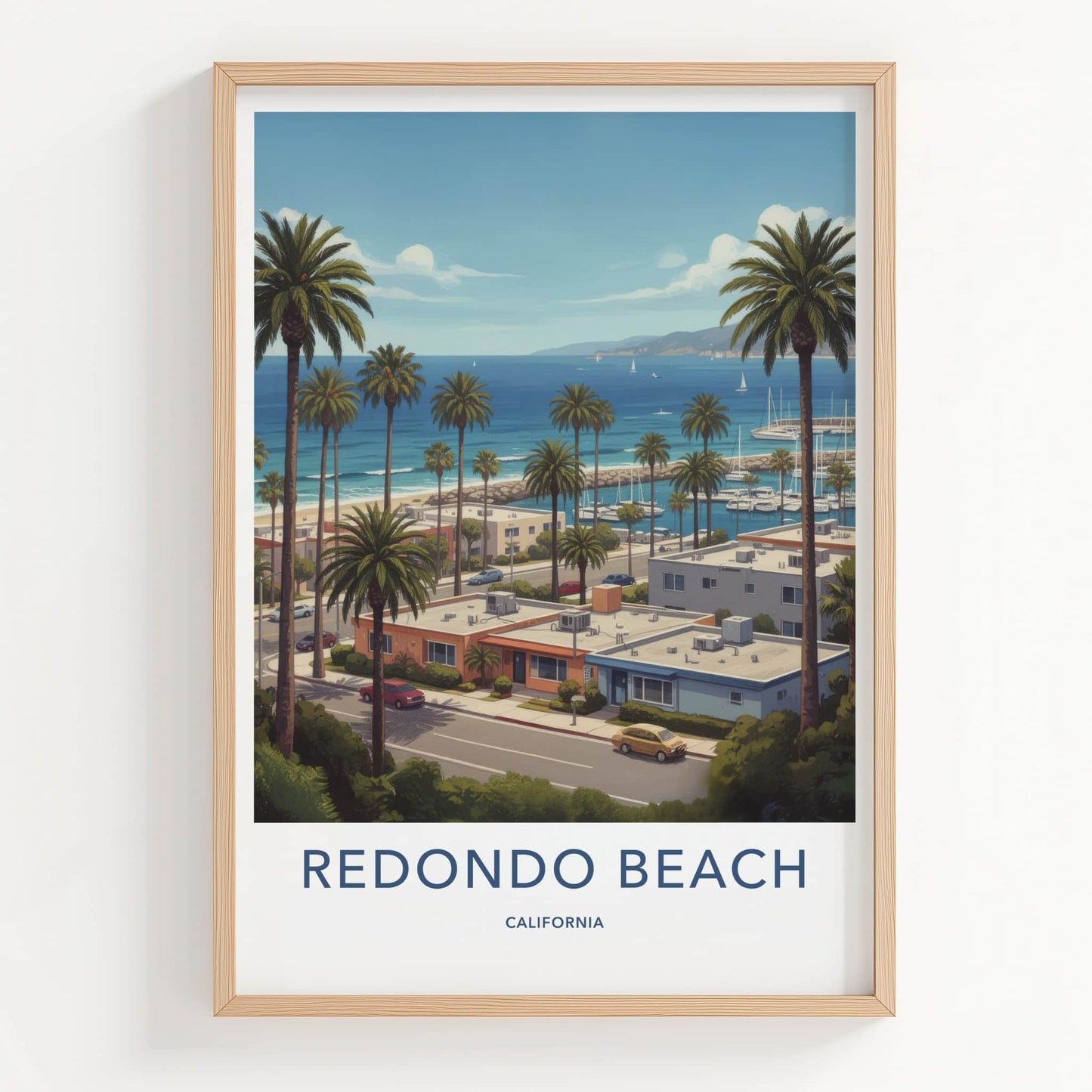 Redondo Beach Poster - California Travel Art - Coastal Marina View Home Decor