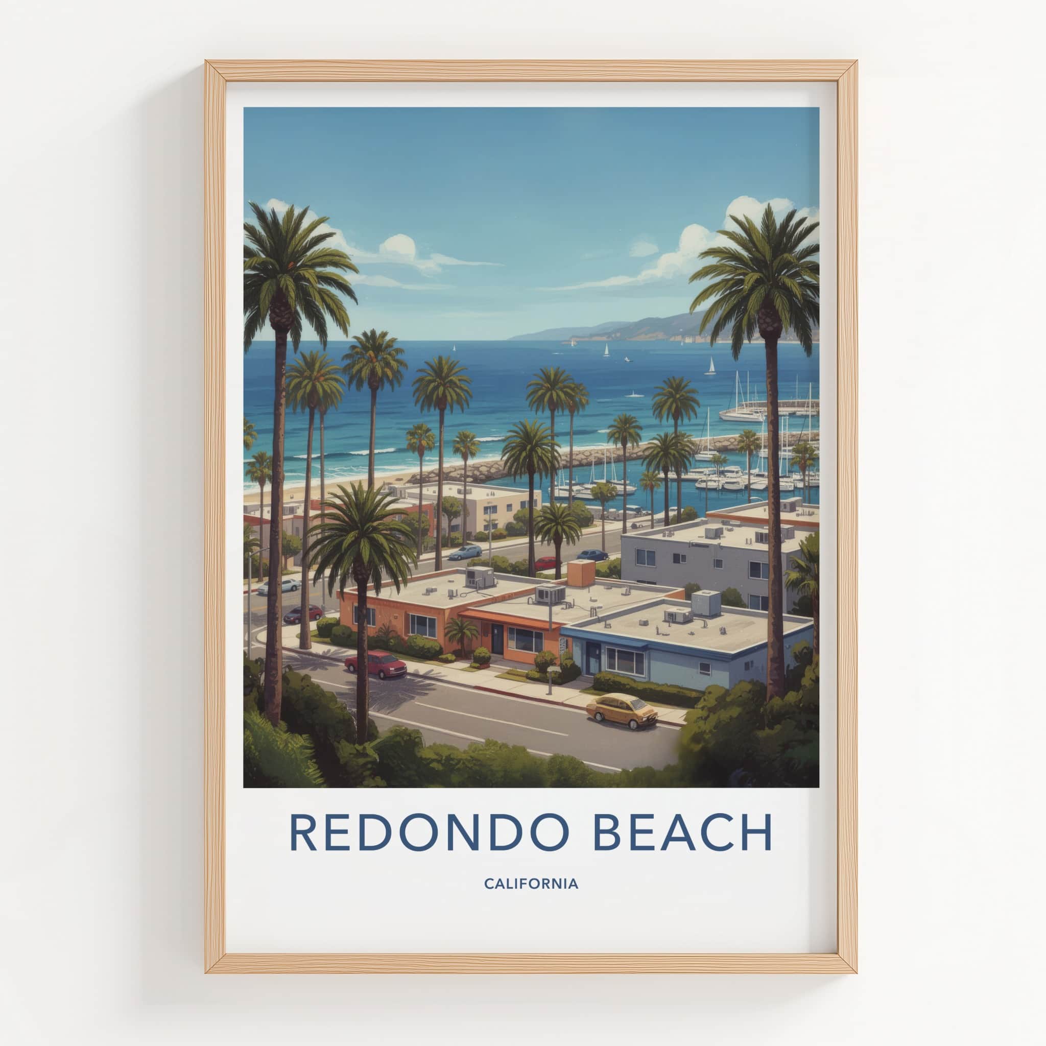 Redondo Beach Poster - California Travel Art - Coastal Marina View Home Decor