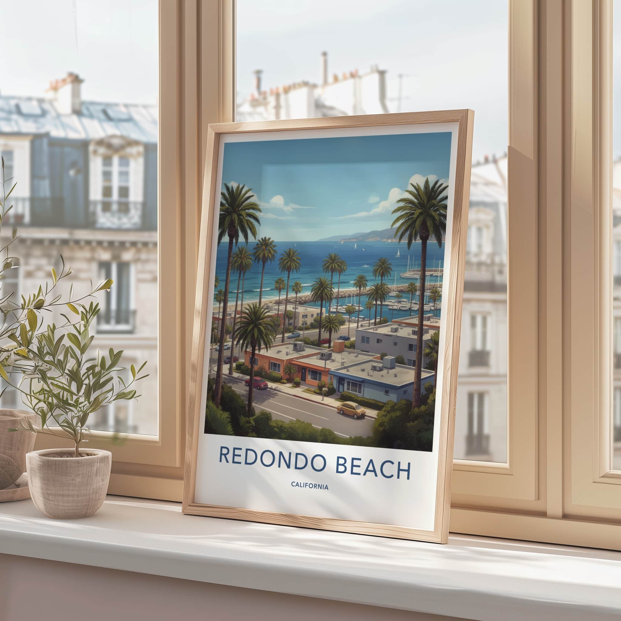 Redondo Beach Poster - California Travel Art - Coastal Marina View Home Decor