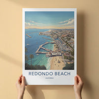Redondo Beach Poster - California Travel Art - Coastal Pier City Home Decor