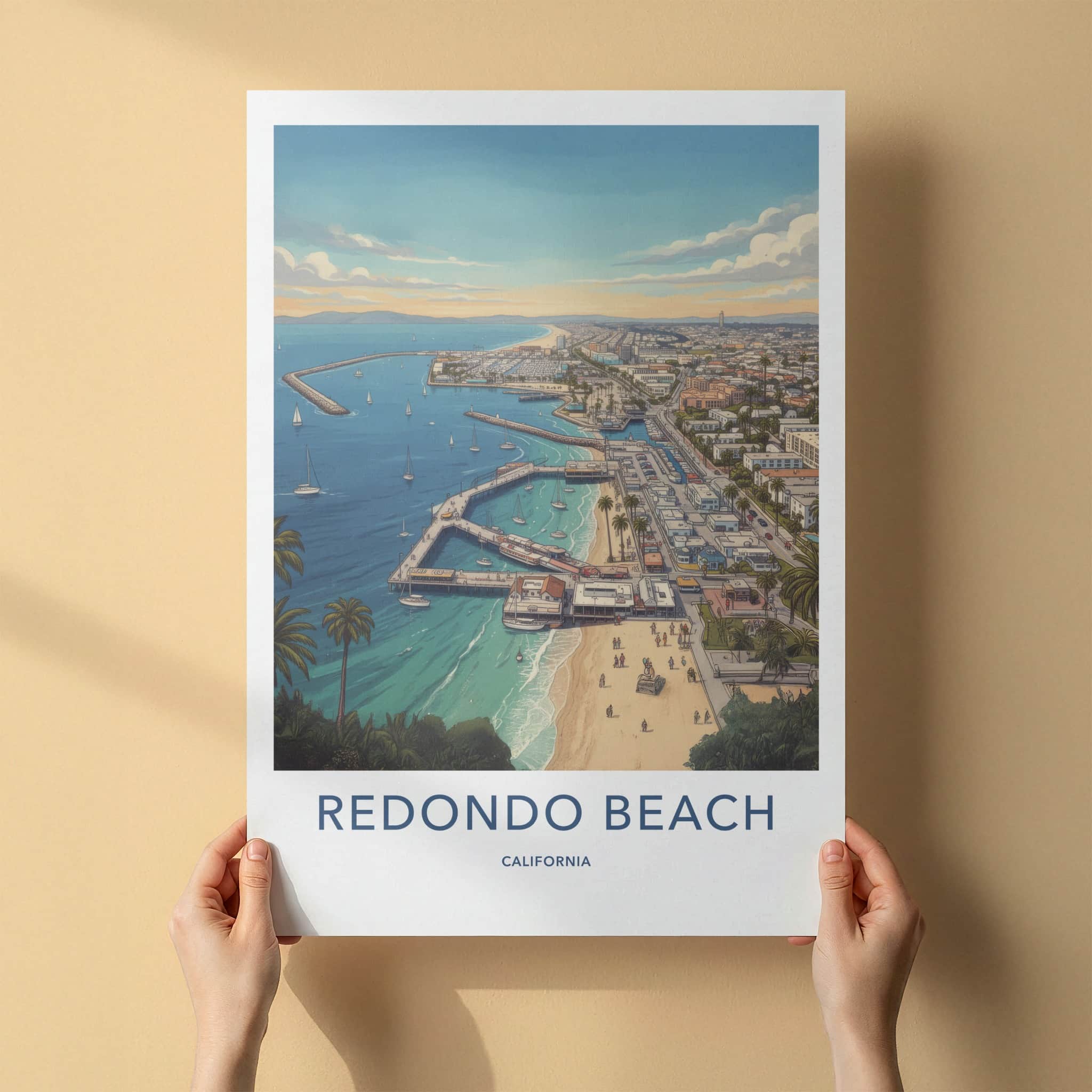 Redondo Beach Poster - California Travel Art - Coastal Pier City Home Decor
