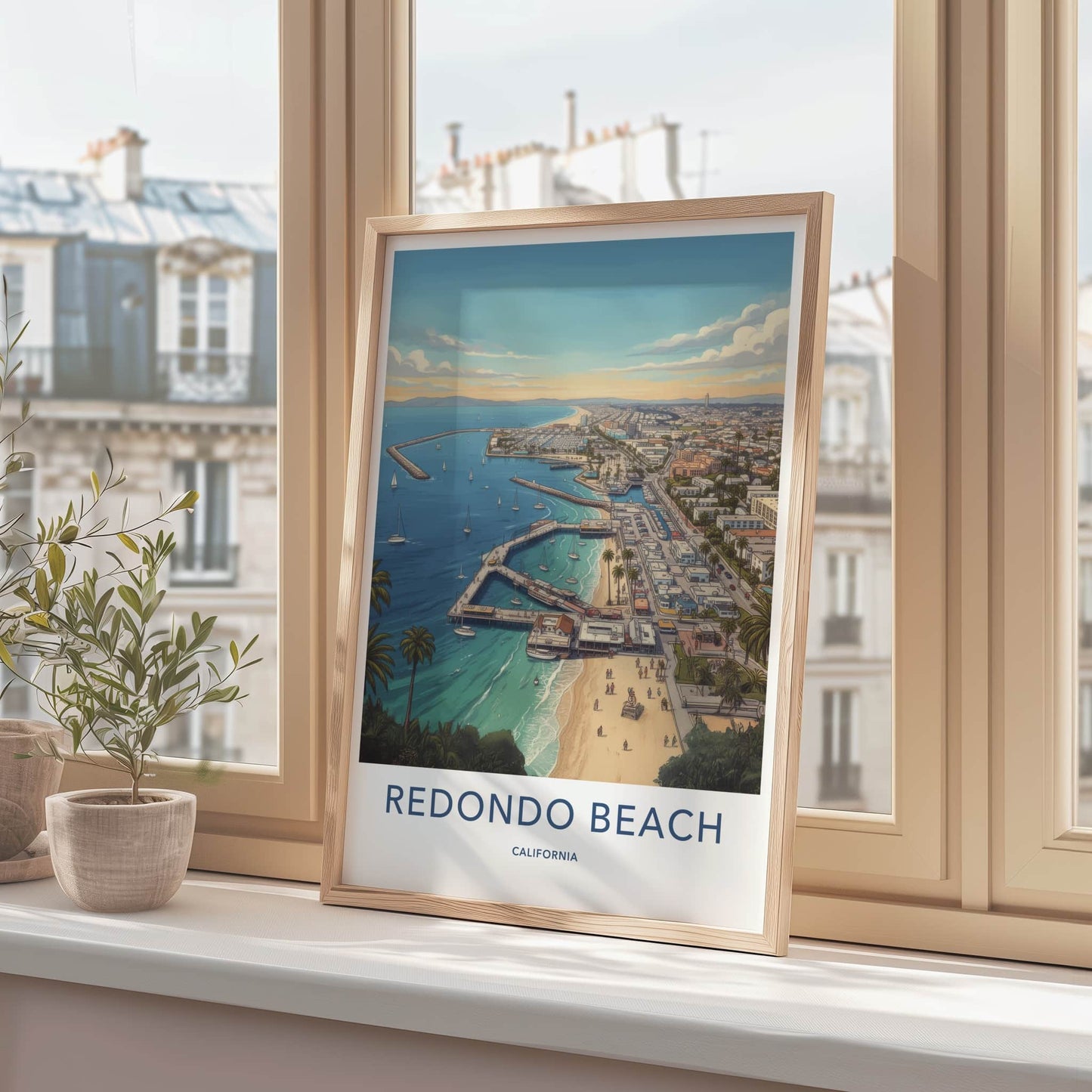 Redondo Beach Poster - California Travel Art - Coastal Pier City Home Decor