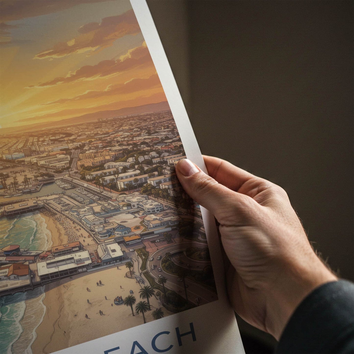 Redondo Beach Poster - California Travel Art - Golden Sunset Harbor Wall Decor
