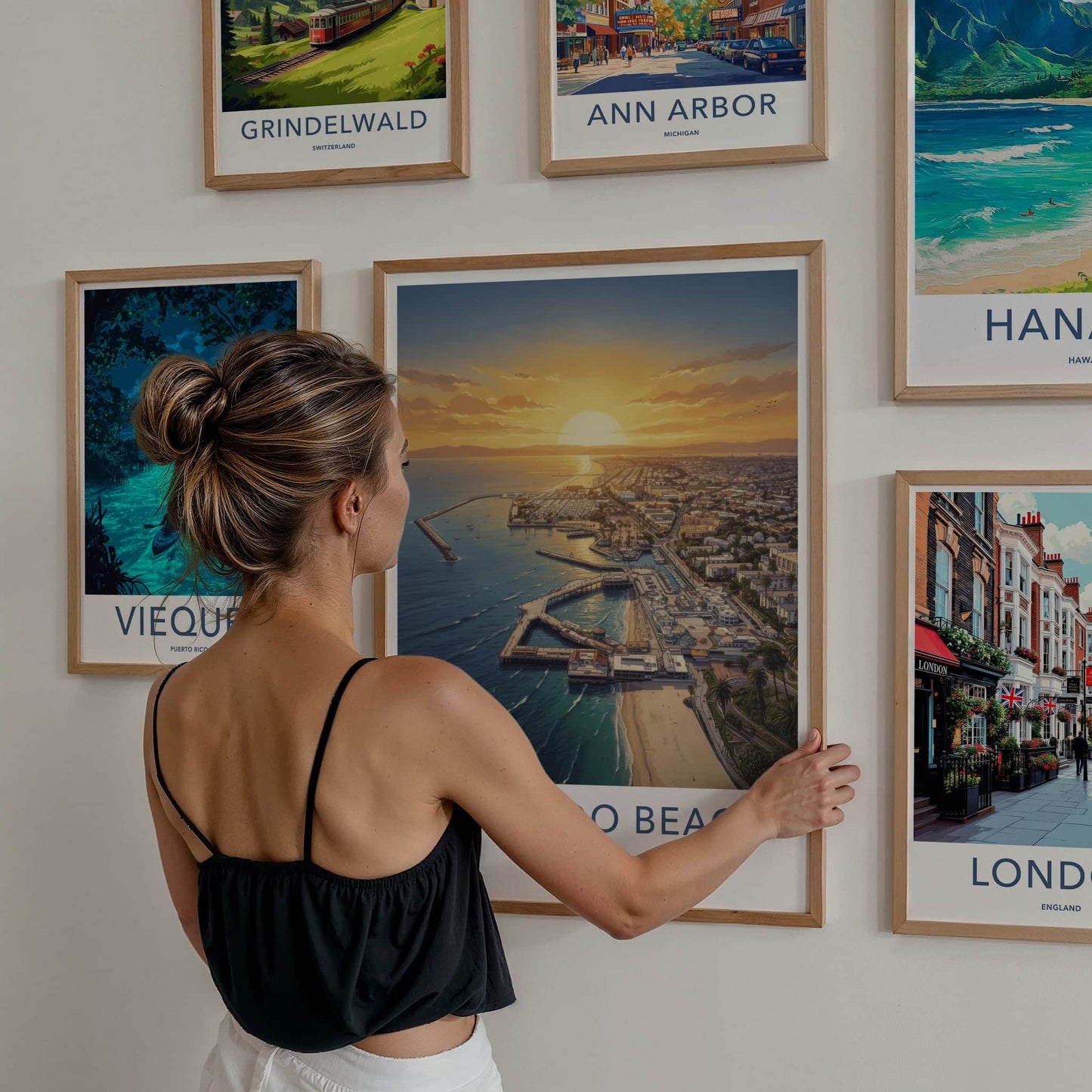 Redondo Beach Poster - California Travel Art - Golden Sunset Pier Home Decor