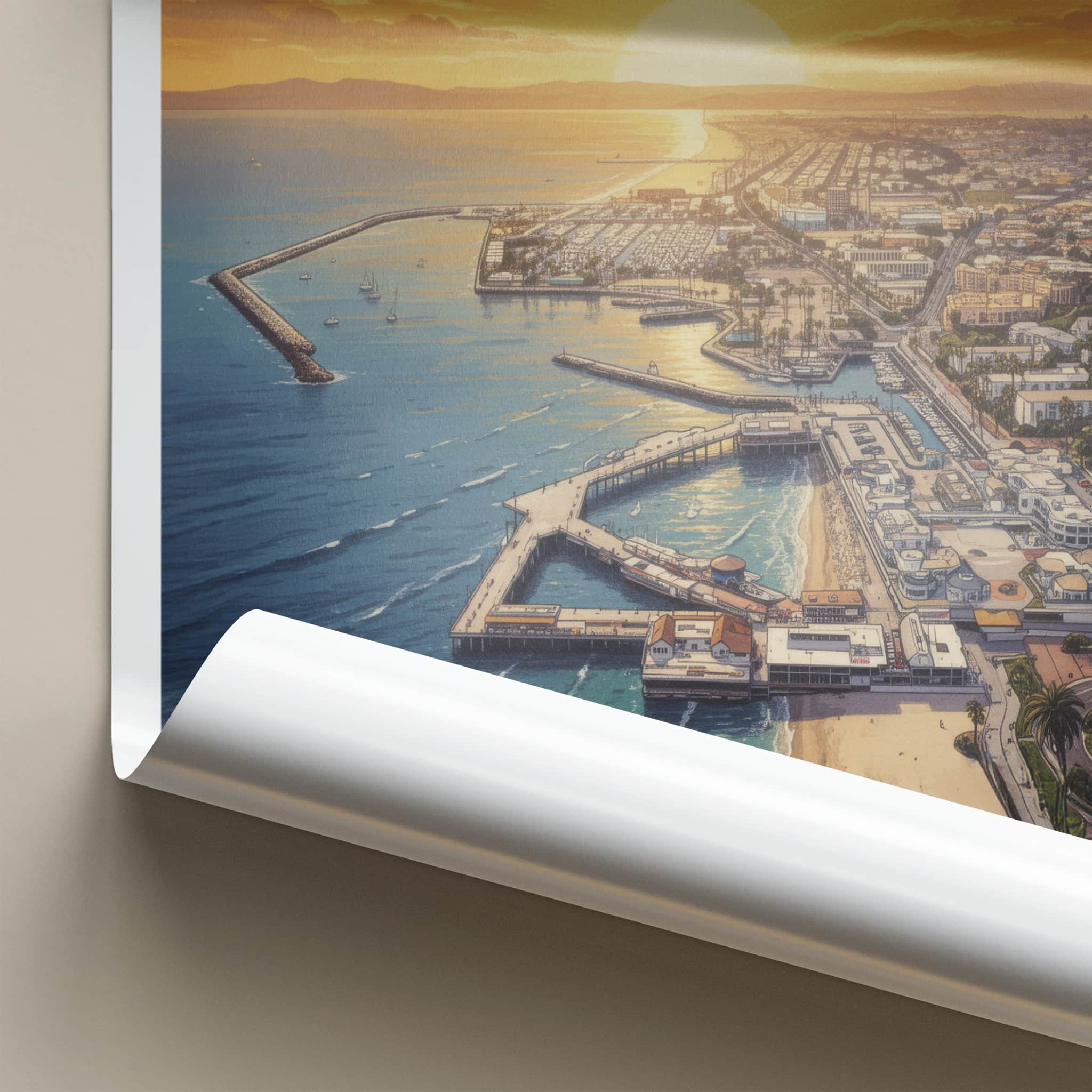 Redondo Beach Poster - California Travel Art - Golden Sunset Pier Home Decor