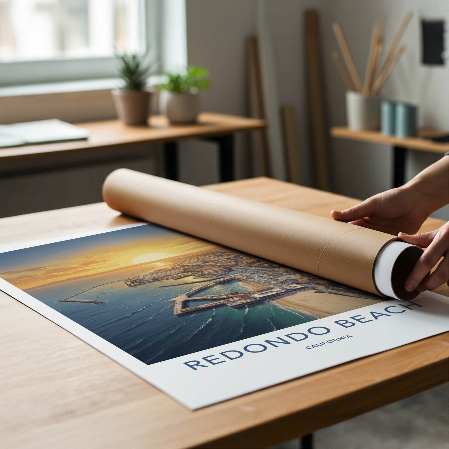 Redondo Beach Poster - California Travel Art - Golden Sunset Pier Home Decor